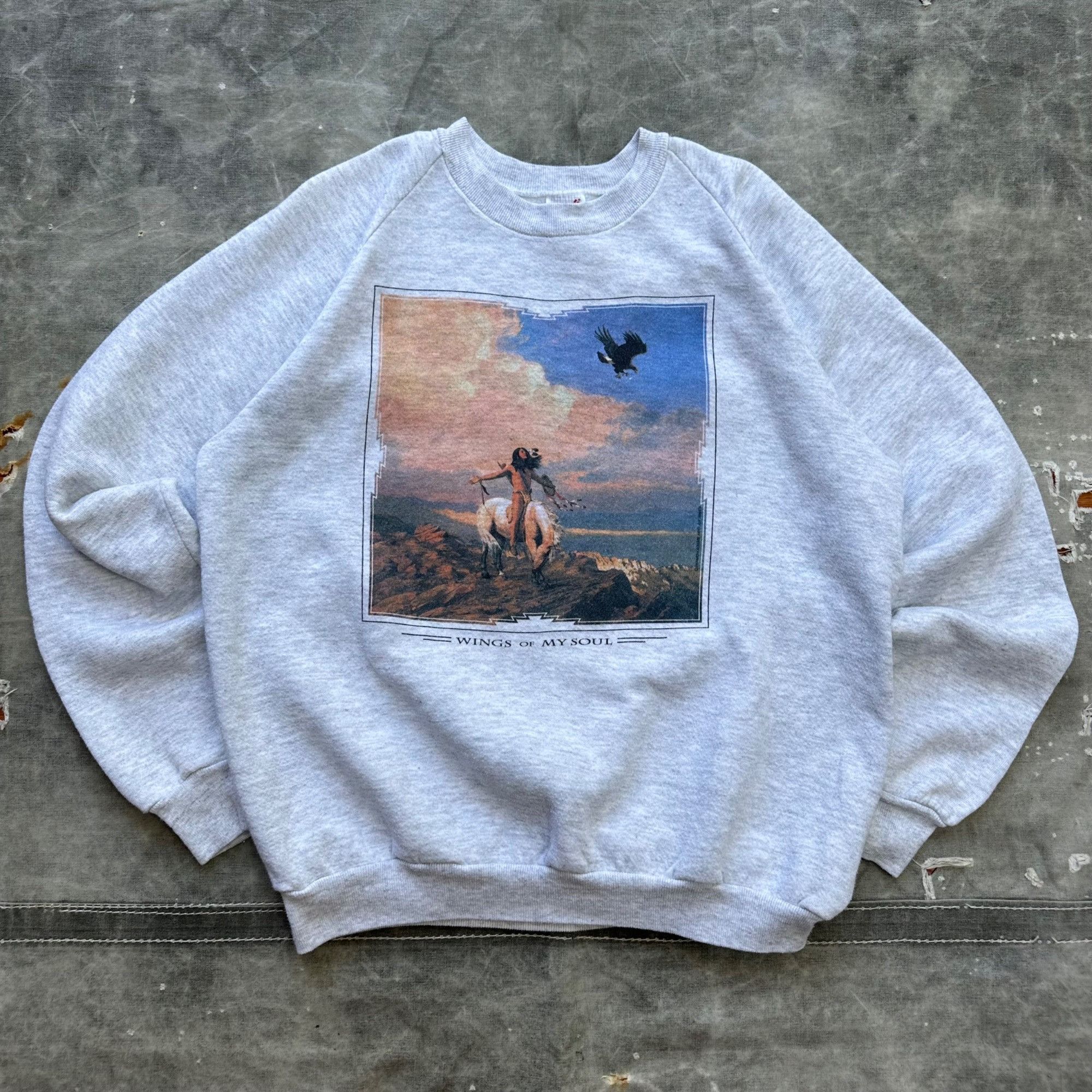 Vintage Vintage Native American Art Wings Of My Soul Sweatshirt Size US L / EU 52-54 / 3 - 1 Thumbnail