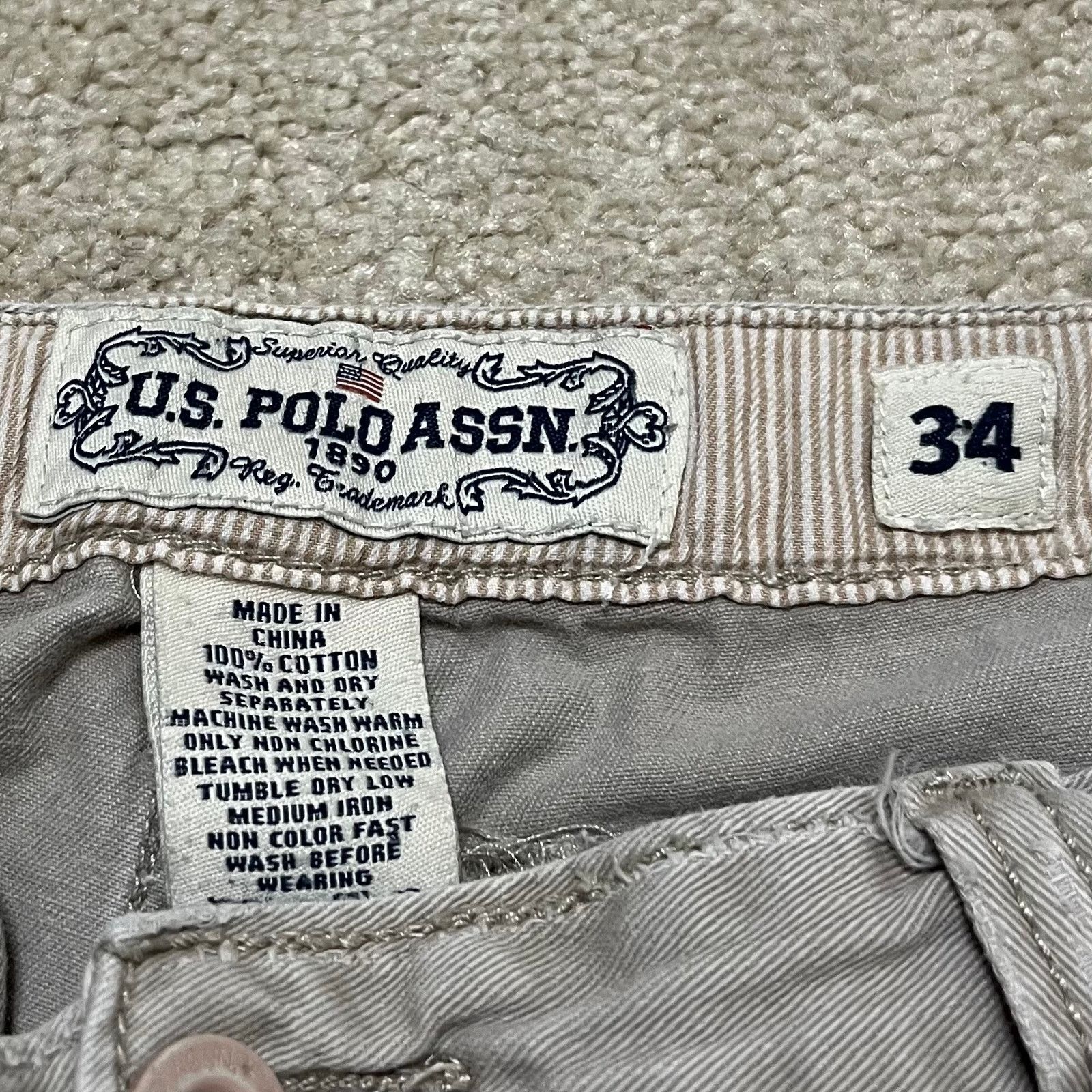 U.S. Polo Assn. Y2K U.S. Polo Assn Baggy Skater Beige Cargo Shorts 34W Size US 34 / EU 50 - 3 Thumbnail