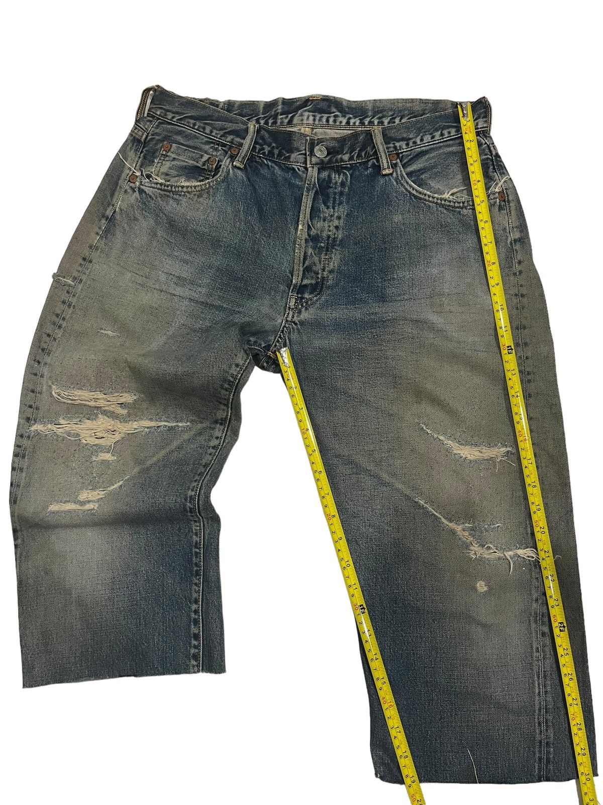 Japanese Brand × Johnbull × KOJIMA GENES Vintage Japanese Brand Sewing Chop Distressed Redline Jorts Size US 34 / EU 50 - 15 Thumbnail