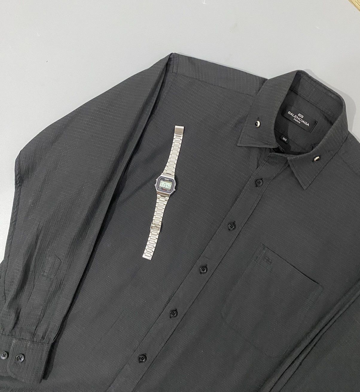 Balenciaga × Vintage 💥All Black💥Balenciaga Shirt Buttons Up Size US L / EU 52-54 / 3 - 4 Thumbnail