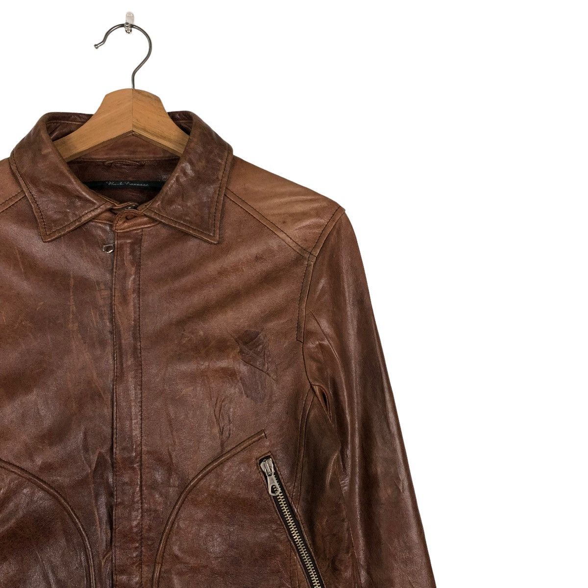 Japanese Brand 🔥VINTAGE CROPPED BIKER LEATHER JACKET BANK TANNAGE Size US S / EU 44-46 / 1 - 8 Thumbnail