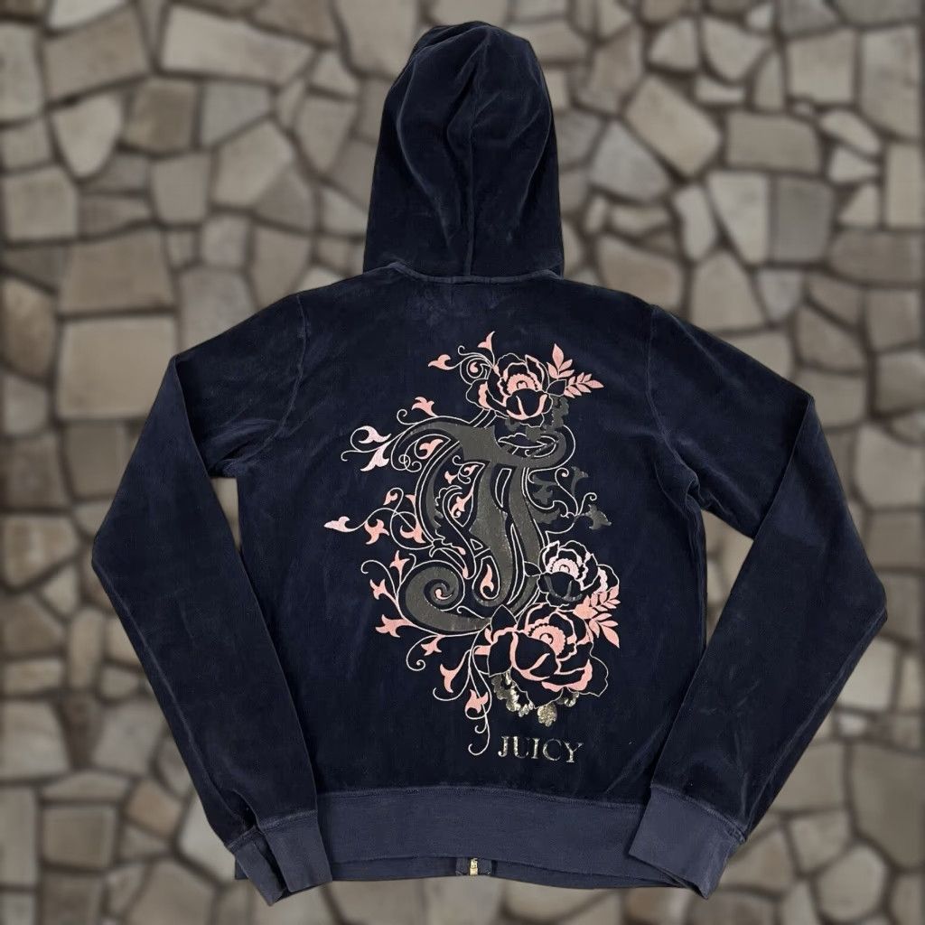 Juicy Couture JUICY COUTURE Hooded Jacket Womens Large Blue Camouflage Zip Up Athleisure Retro Size L / US 10 / IT 46 - 1 Thumbnail