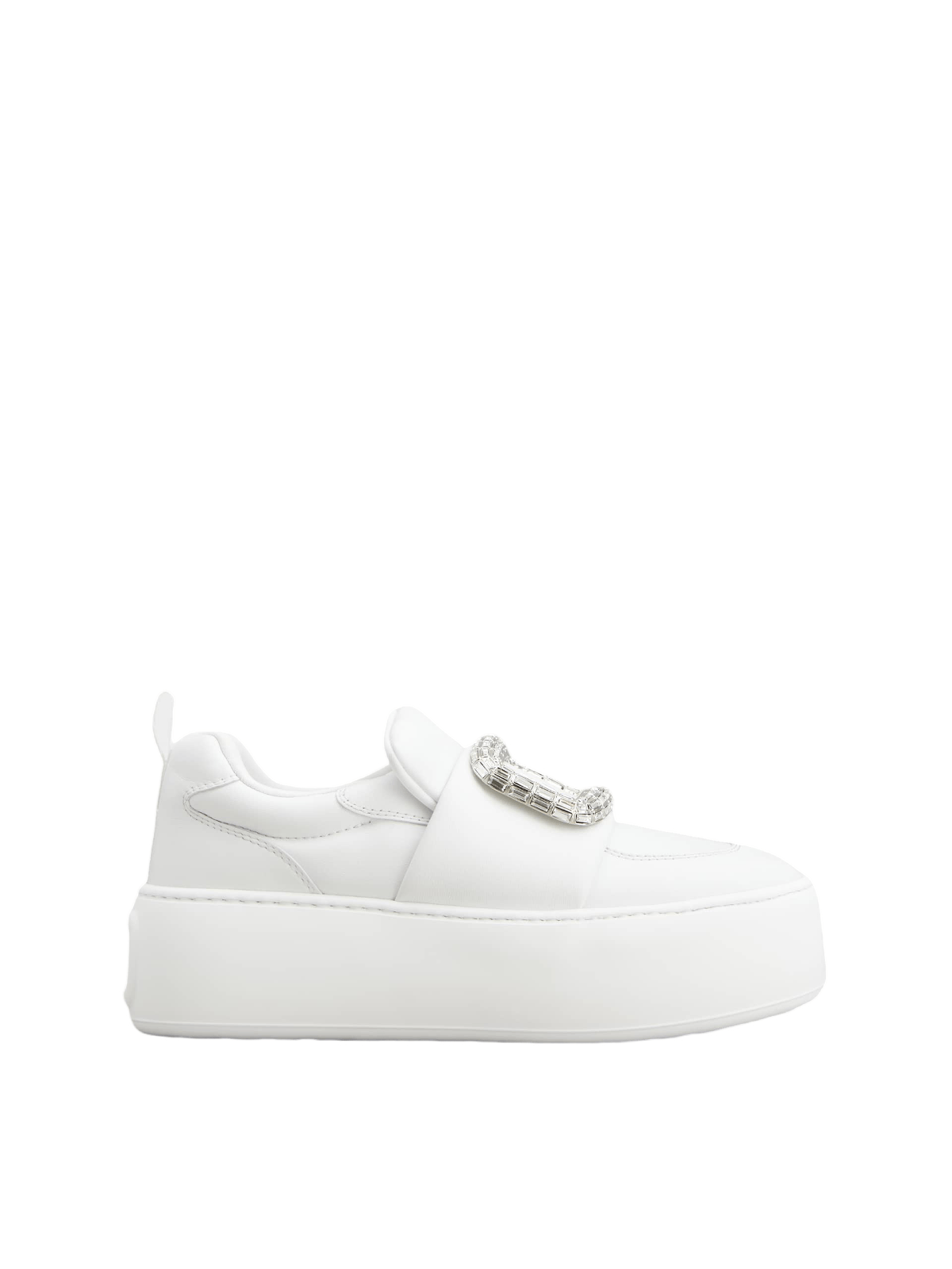 RV Viv Up White Leather Crystal Buckle Sneakers New