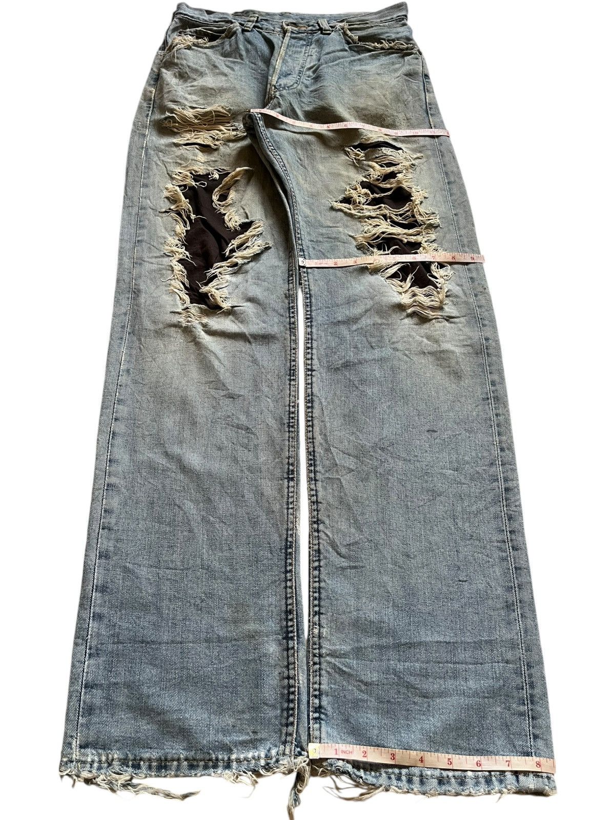 Japanese Brand × Lee Vintage Lee Japanese Selvedge Blue Wash Distress Baggy Jeans Size US 31 - 14 Thumbnail