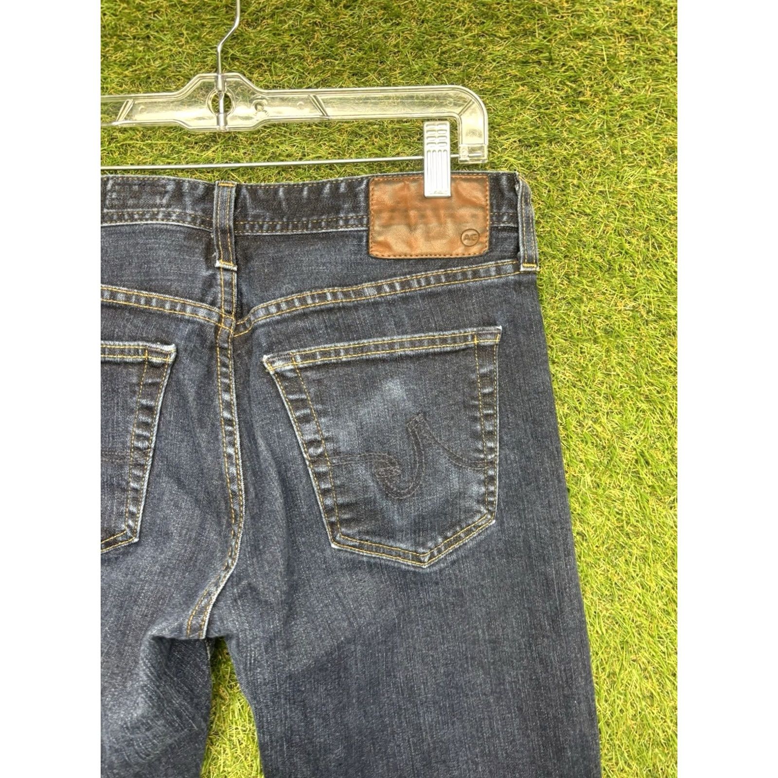 Vintage AG Adriano Goldschmied The Graduate Tailored Leg Jeans Mens 31x32 Dark Wash Blue Denim Regular Size US 31 - 3 Thumbnail