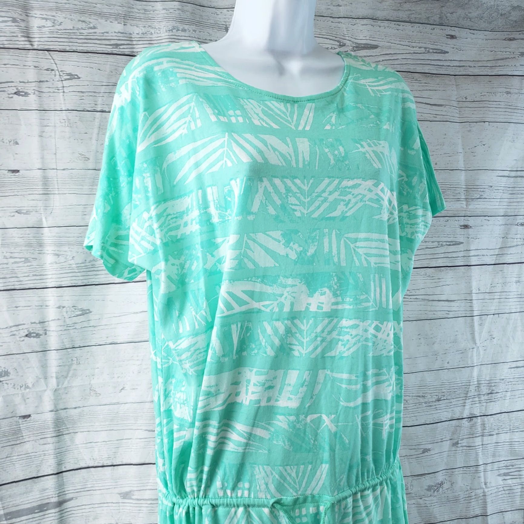 Vintage Margaritaville Womens Dress Sz Small Mint Green Short Sleeve Cotton Blend Dress Short Sleeve Casual T-Shirt Dress Womens Mens Girls Boys Size 28" / US 6 / IT 42 - 2 Thumbnail
