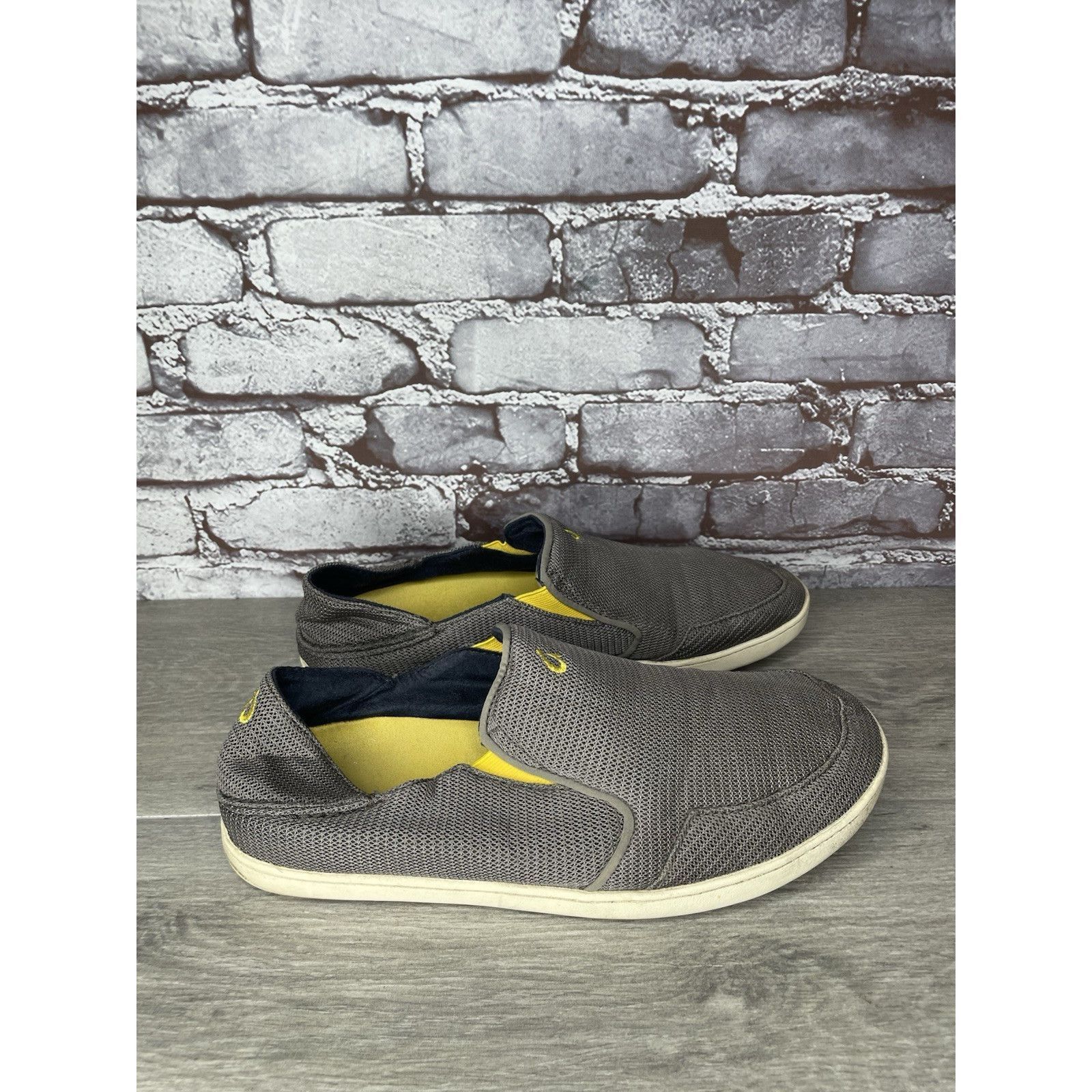 Olukai Olukai Nohea Mesh Comfort Gray Yellow Slip Casual On Shoes M Size US 10.5 / EU 43-44 - 4 Thumbnail
