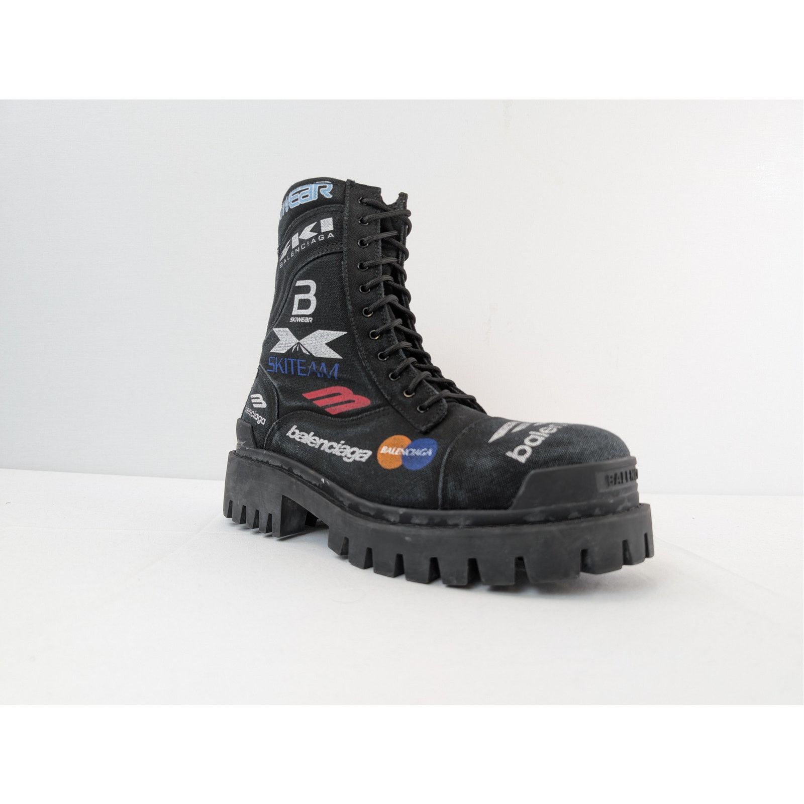 Balenciaga o1rshd1 Combat Strike L20 Cotton Canvas/Print Boot in Black Size US 10 / EU 43 - 2 Thumbnail