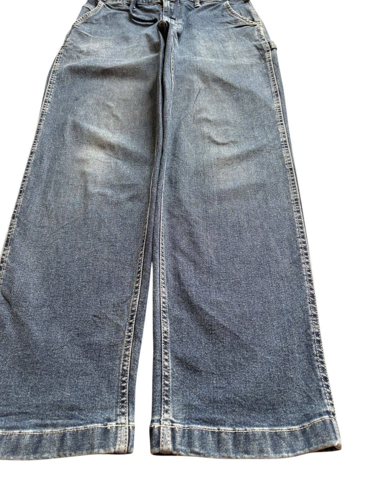 Japanese Brand × Jun Takahashi × Uniqlo Vintage Uniqlo Carpenter Blue Wash Distressed Rip Loose Jean Size US 32 / EU 48 - 6 Thumbnail
