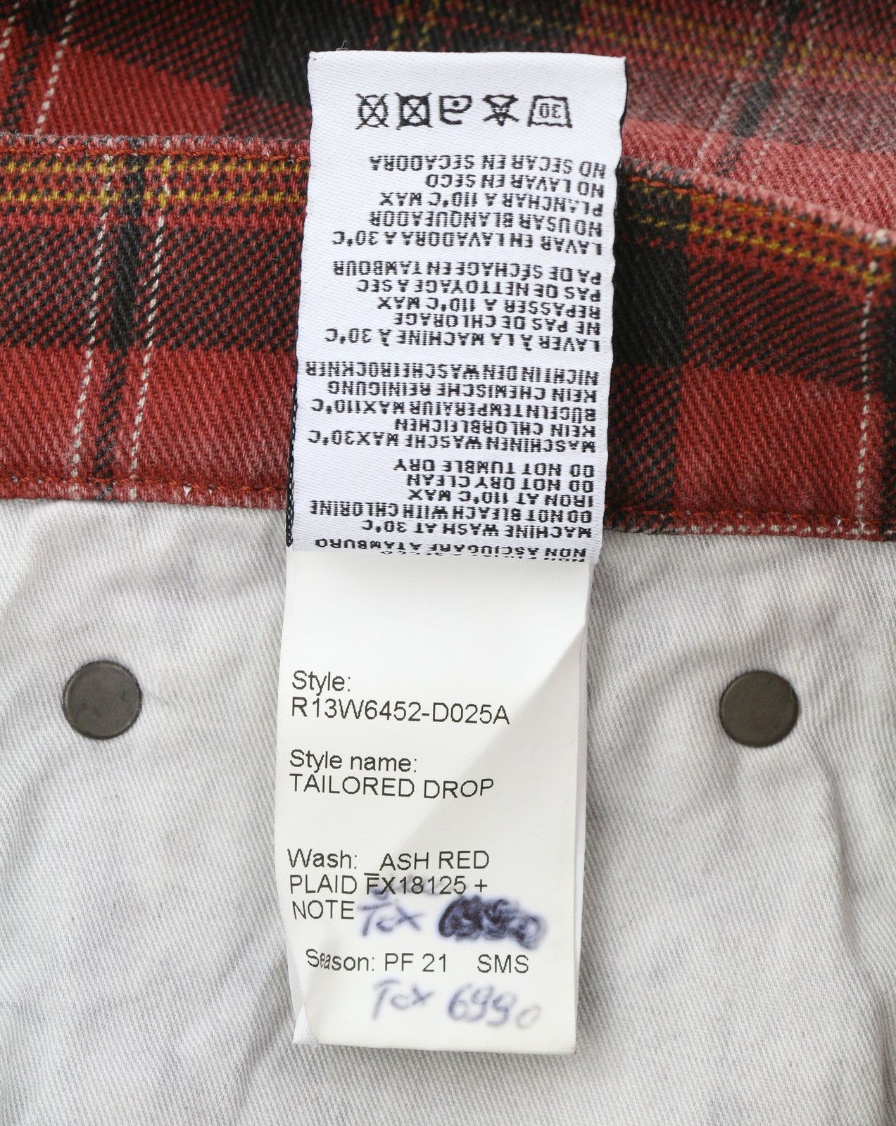 R13 TAILORED DROP 27 Ash Red Plaid Ankle Relaxed Fit 85769 Size 27" / US 4 / IT 40 - 10 Thumbnail