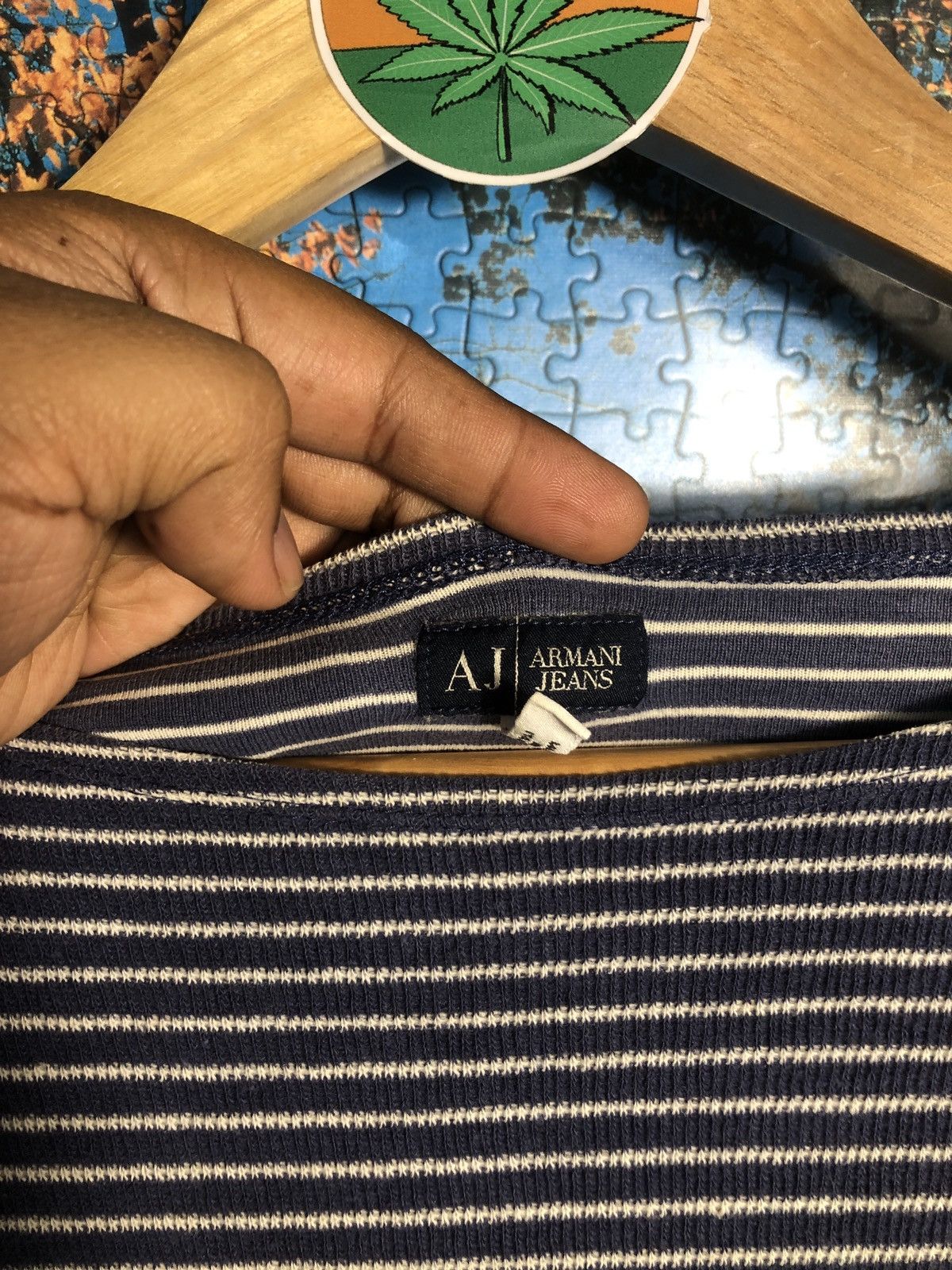 Armani × Japanese Brand ARMANI JEANS LONGSLEEVE STRIPE Size US L / EU 52-54 / 3 - 6 Thumbnail