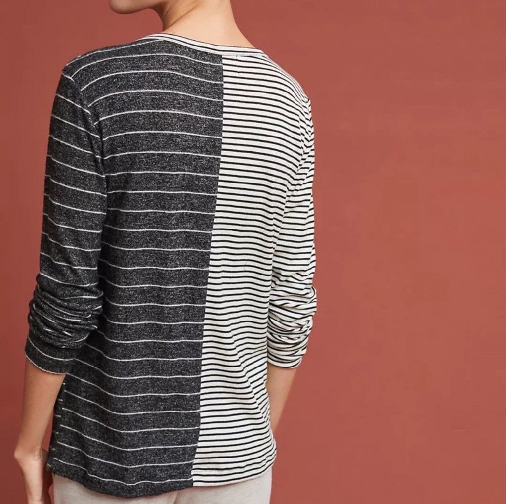 Anthropologie NWOT Anthropologie Black & White Striped Long-Sleeve Top, XS Size XS / US 0-2 / IT 36-38 - 2 Thumbnail