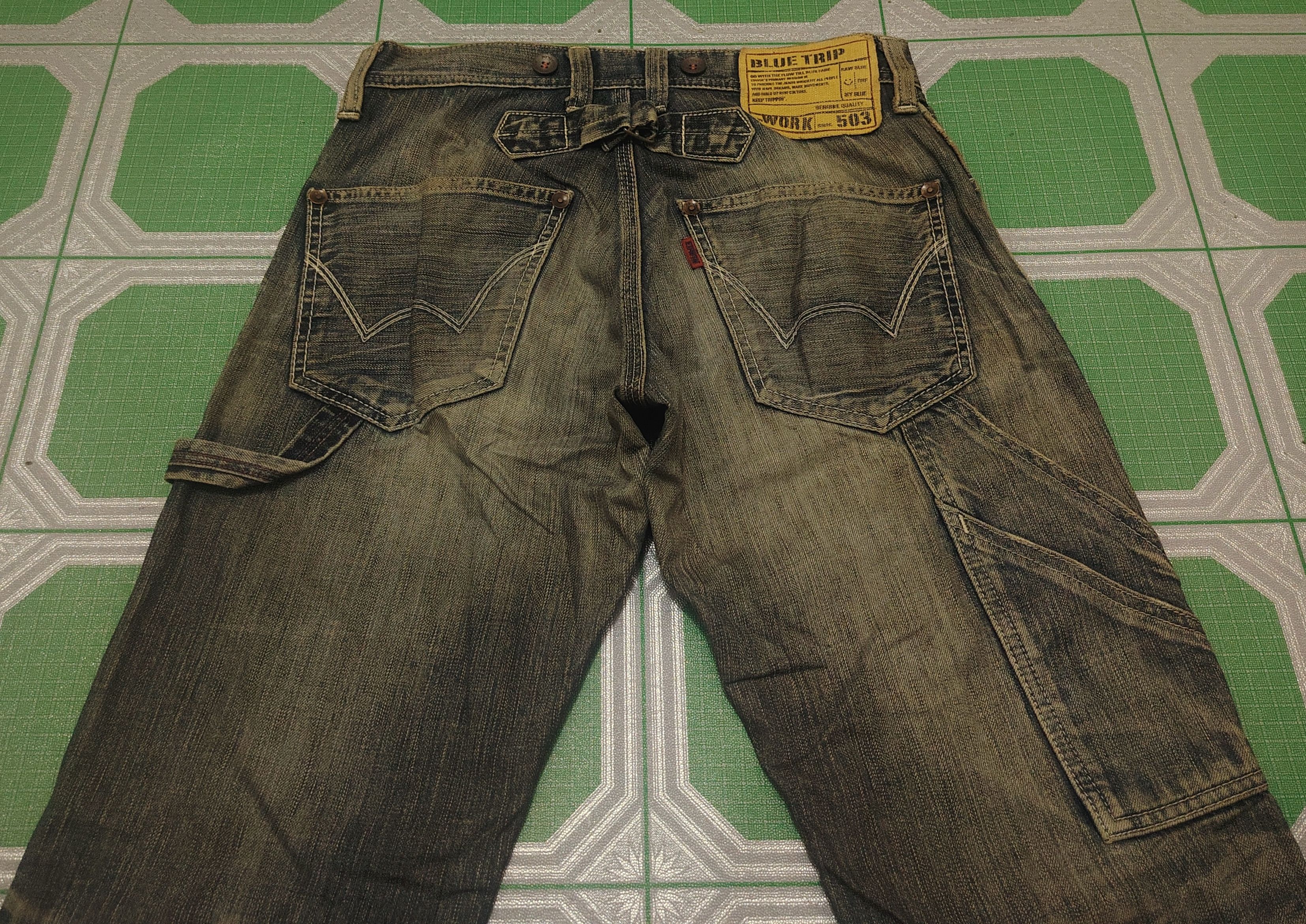 Edwin Japan Edwin Blue Trip Distressed Thrashed Jeans Buckle Back Size US 30 / EU 46 - 14 Thumbnail