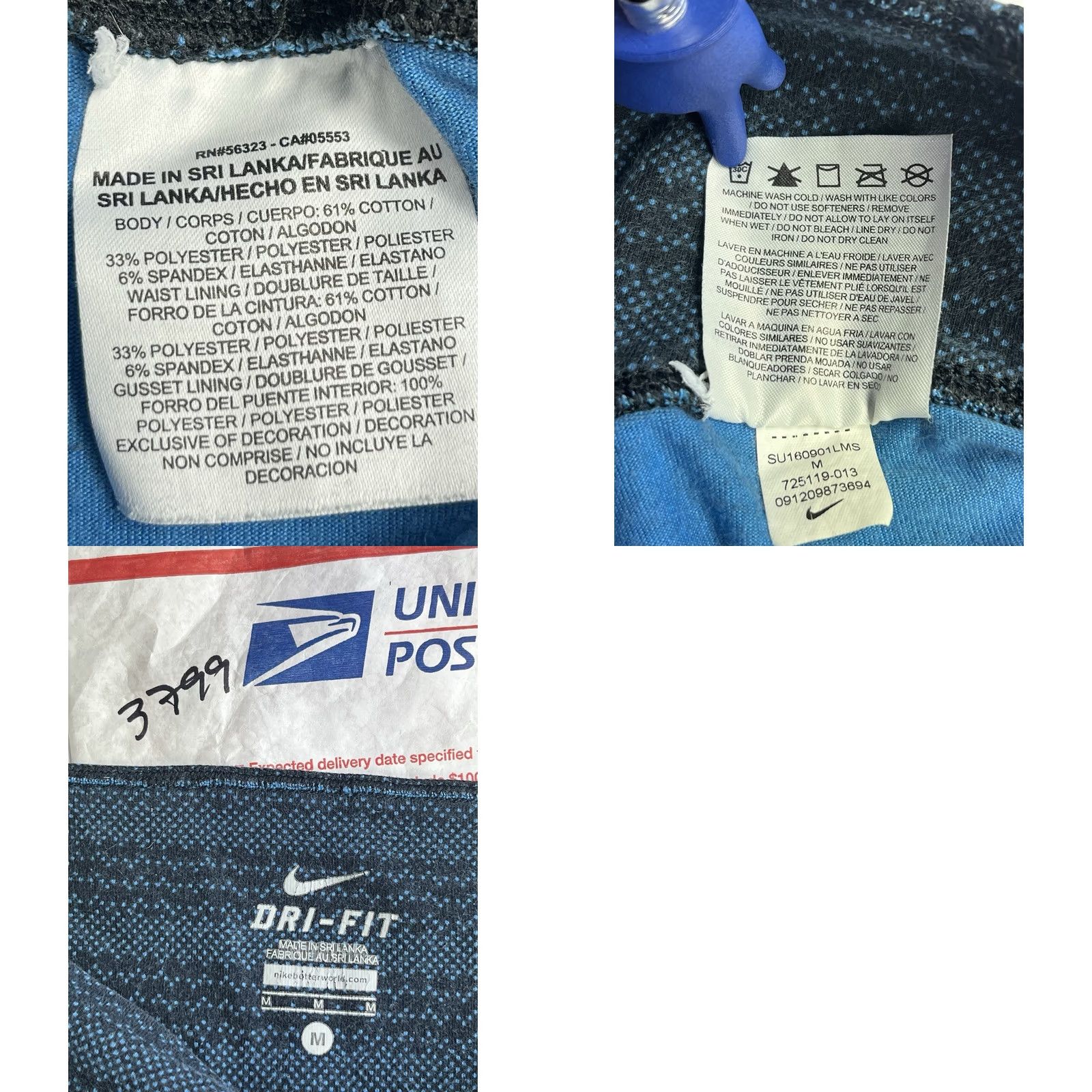 Nike Nike Leggings Womens Medium Blue Black Dri-Fit Athletic Yoga Cropped Pants Size 32" / US 10 / IT 46 - 8 Thumbnail
