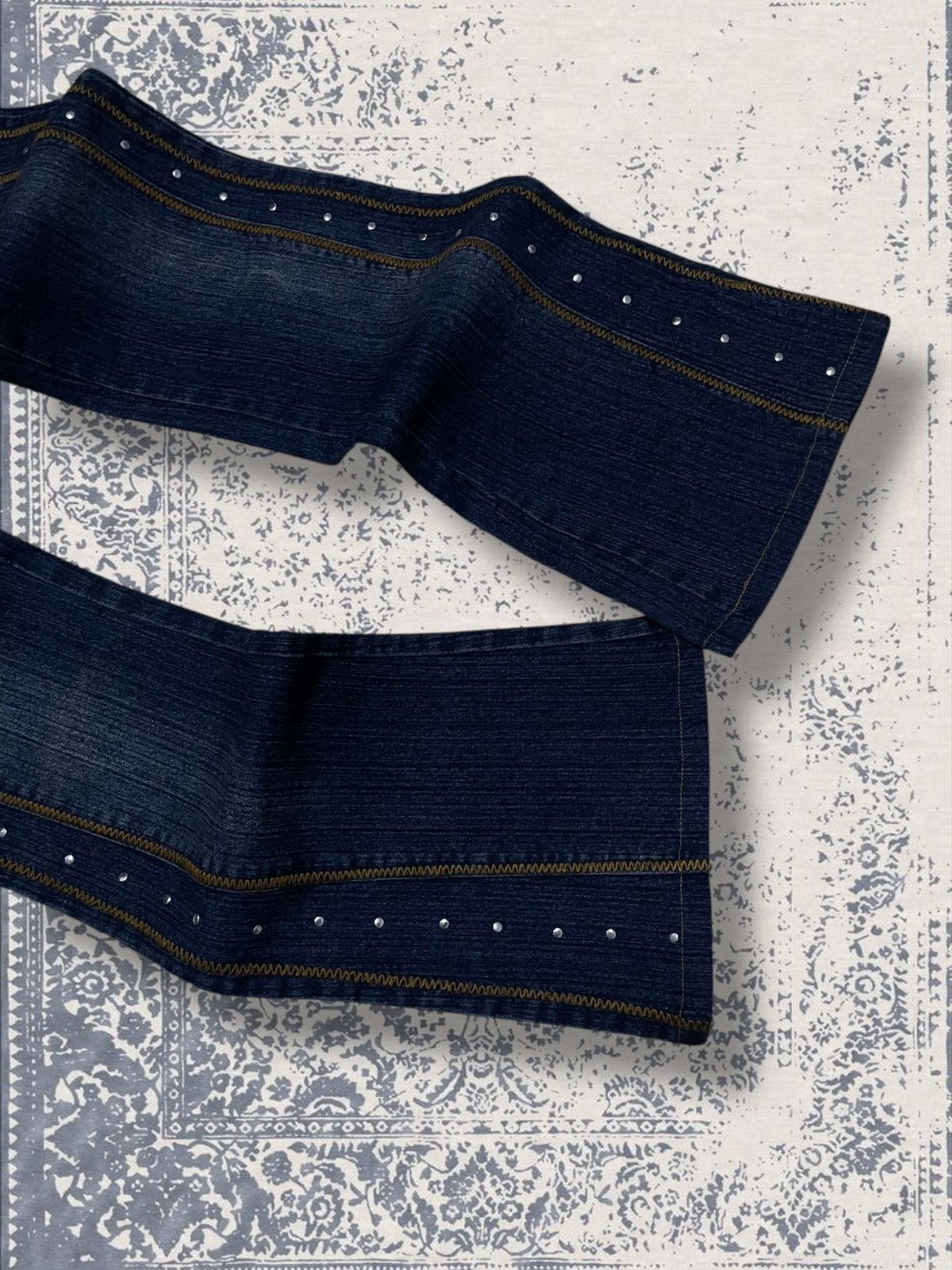 Designer × Japanese Brand × Vintage Vintage 1990s Japan Designer Haphazard Flared Studded Denim Size US 26 / EU 42 - 5 Thumbnail