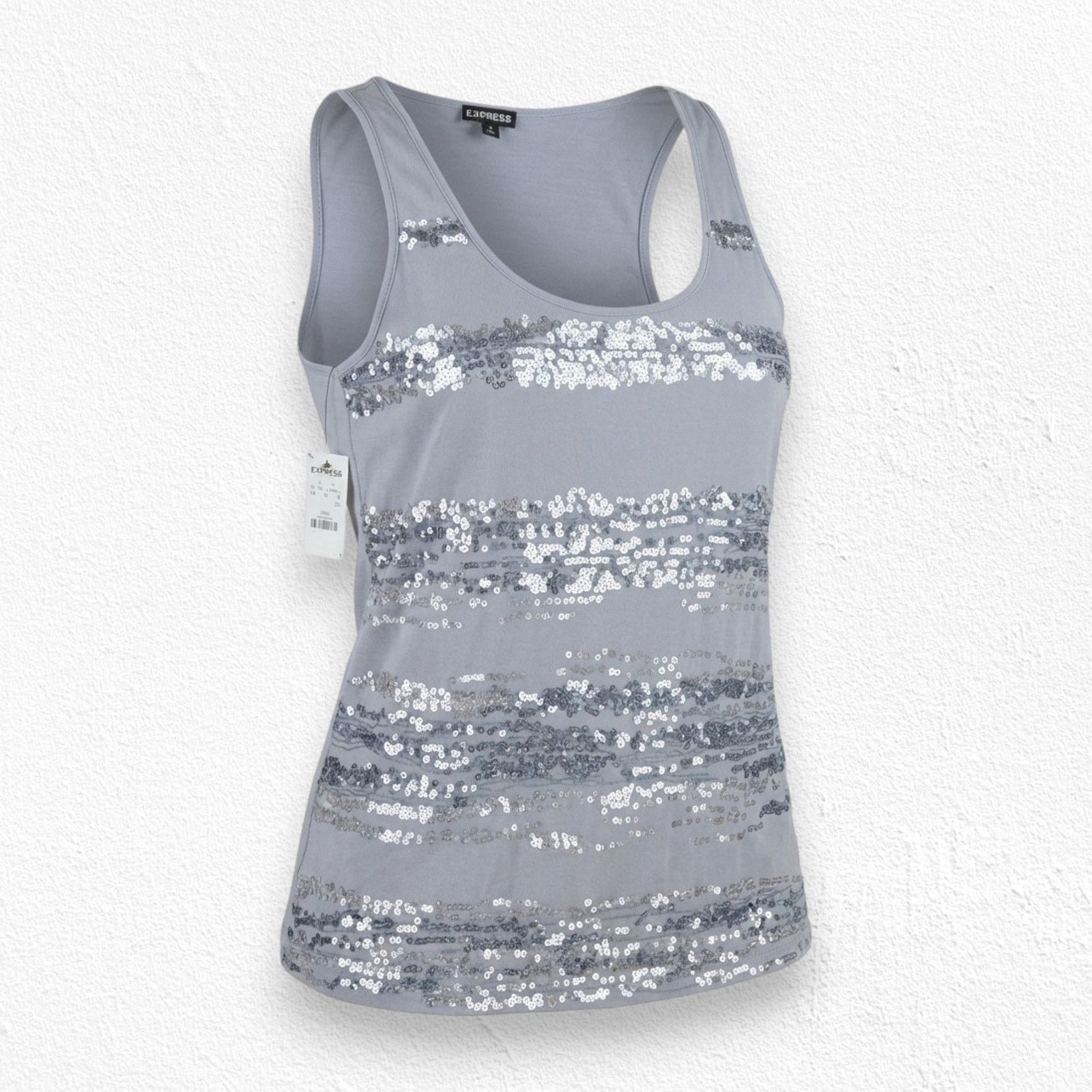 Express Express Silver Sequin Partywear Top Size Large Size L / US 10 / IT 46 - 1 Thumbnail