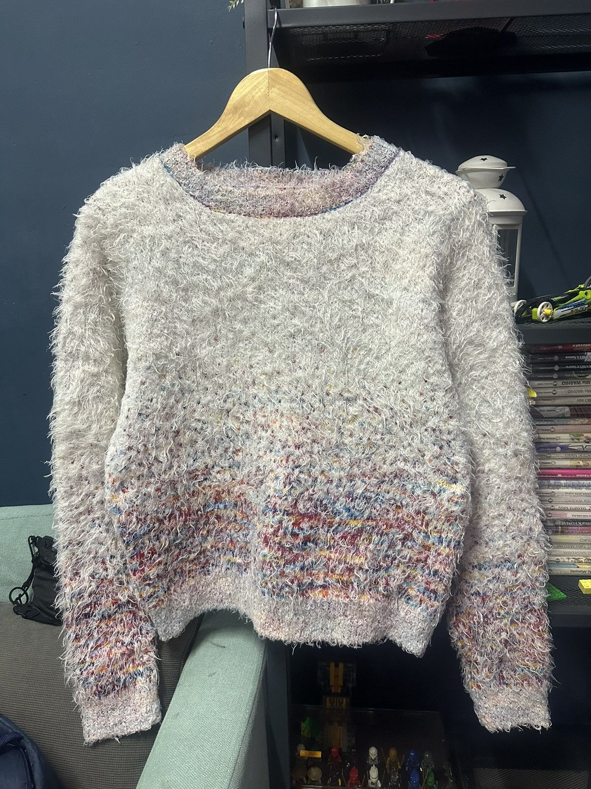 Beams Knit Shaggy Faux Fur Mohair Sweater