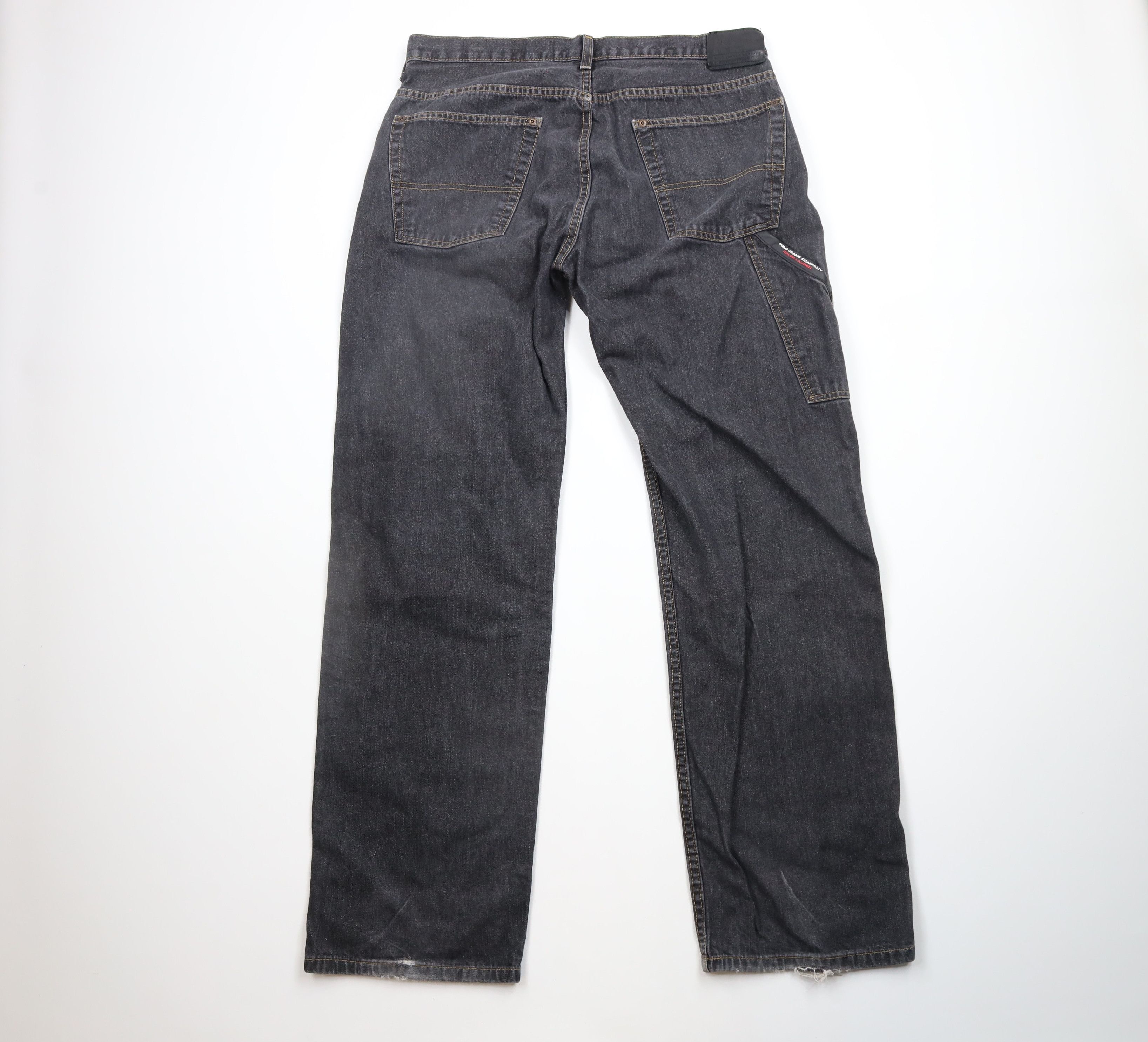 Ralph Lauren × Vintage Vintage 90s Ralph Lauren Out Wide Leg Carpenter Jeans Black Size US 34 / EU 50 - 10 Thumbnail