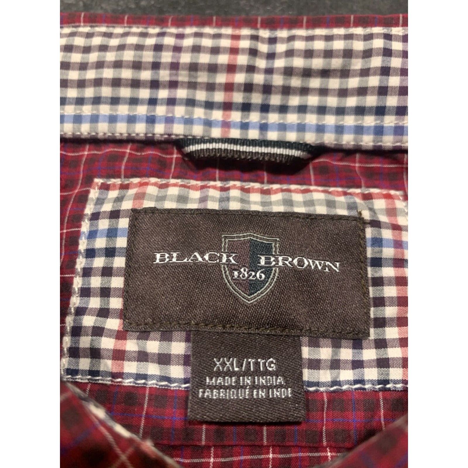 Vintage VINTAGE Black Brown 1826 Men's Shirt 2XL Long Sleeve Dark Red Plaid Cotton Button-Up Size US XXL / EU 58 / 5 - 7 Thumbnail