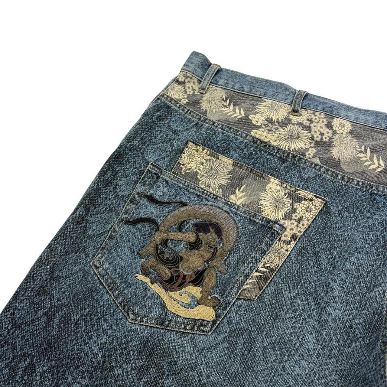 Karakuri Tamashii Karakuri Tamashii Embroidered Japanese Denim Shorts W 51 Size US 44 / EU 60 - 3 Thumbnail