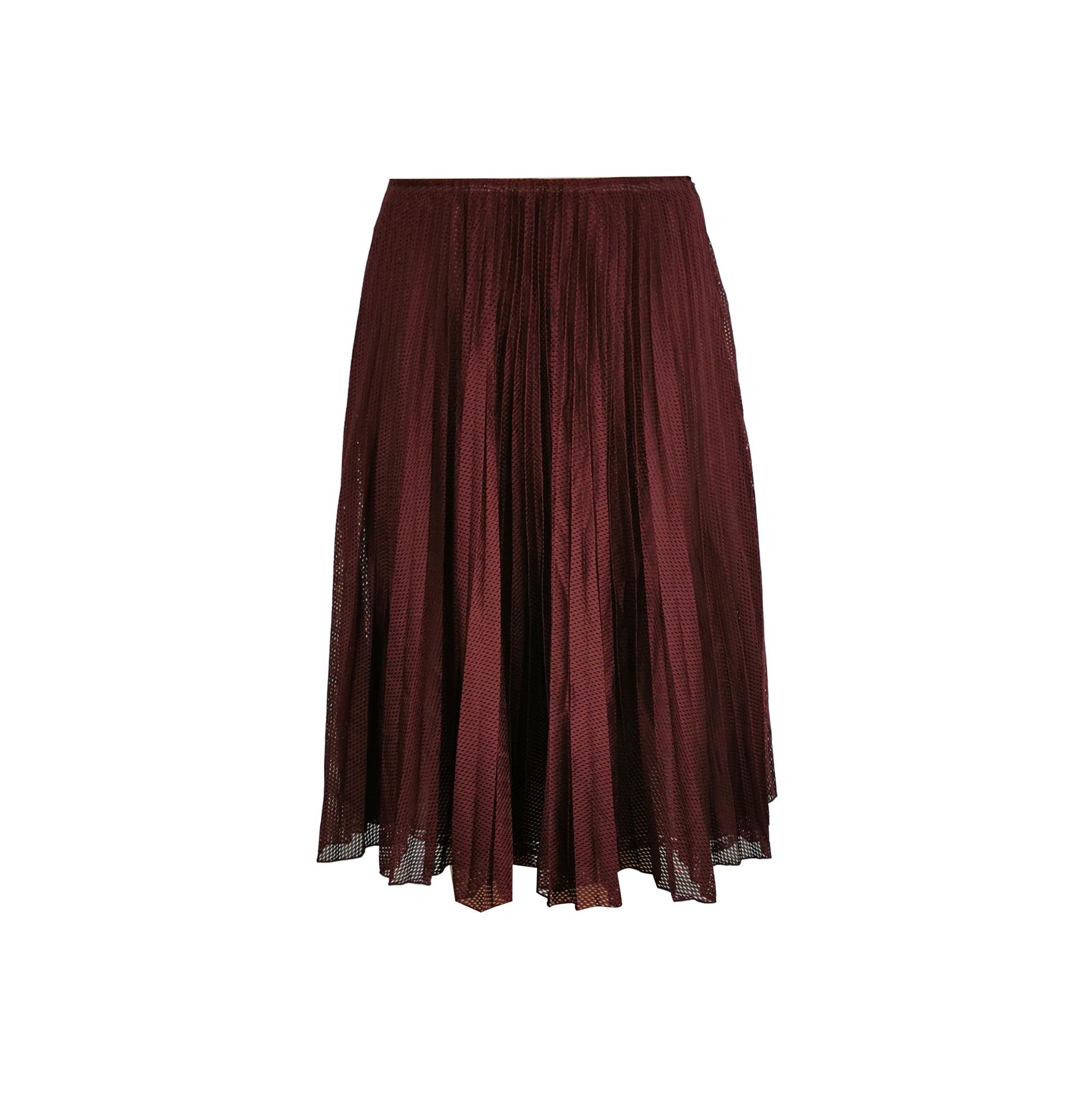 Prada Prada Burgundy Pleated Silk Blend Midi Skirt 0089 Size 38" / US 16 / IT 52 - 1 Thumbnail