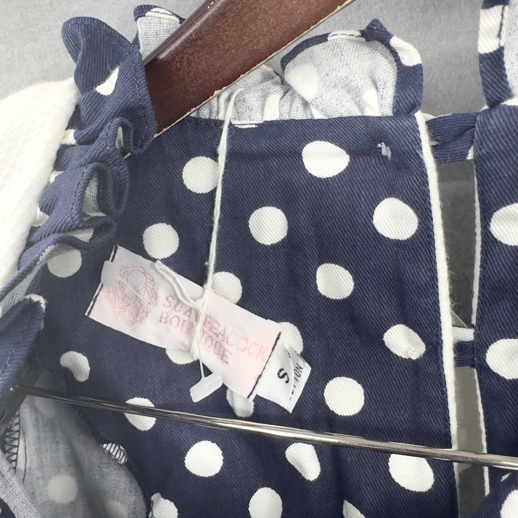 Vintage VINTAGE Suzy Peacock Boutique Romper Womens Small Polka Dot Blue Snap Legs READ Size 28" / US 6 / IT 42 - 6 Thumbnail