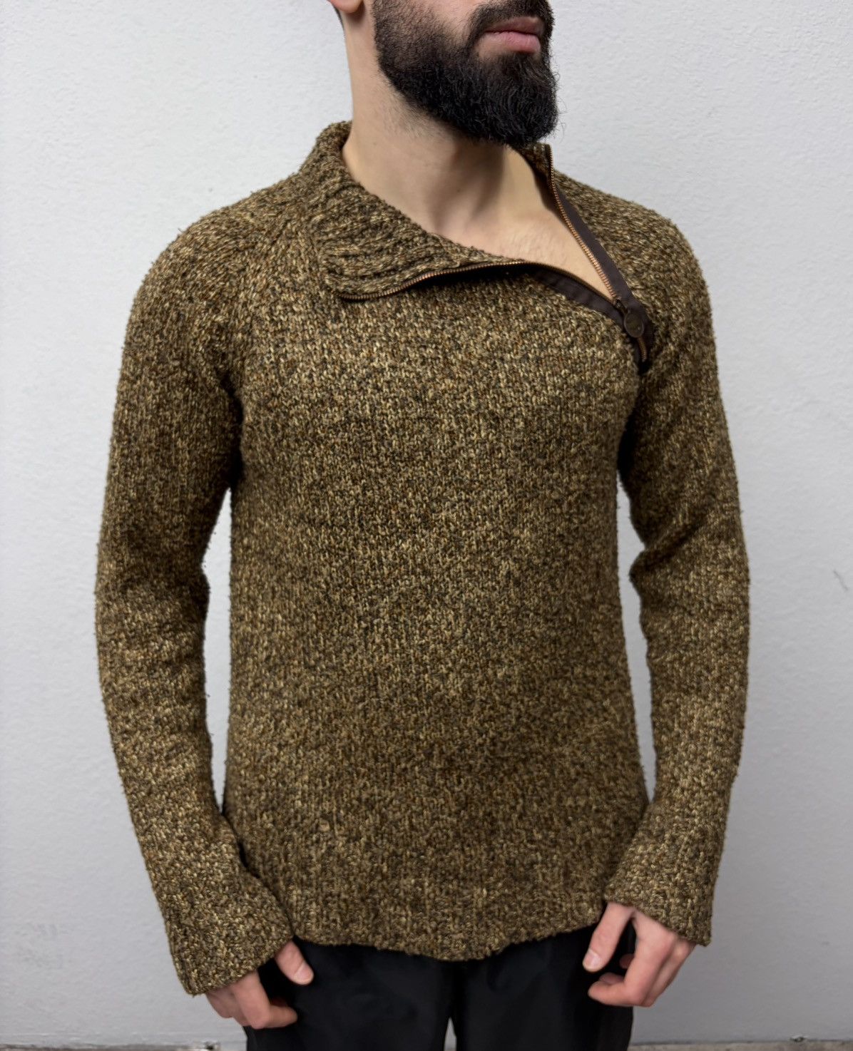 If Six Was Nine Asymmetric Rick Owens Vibe Zip High-Neck Knit Sweater Y2K Size US M / EU 48-50 / 2 - 13 Thumbnail