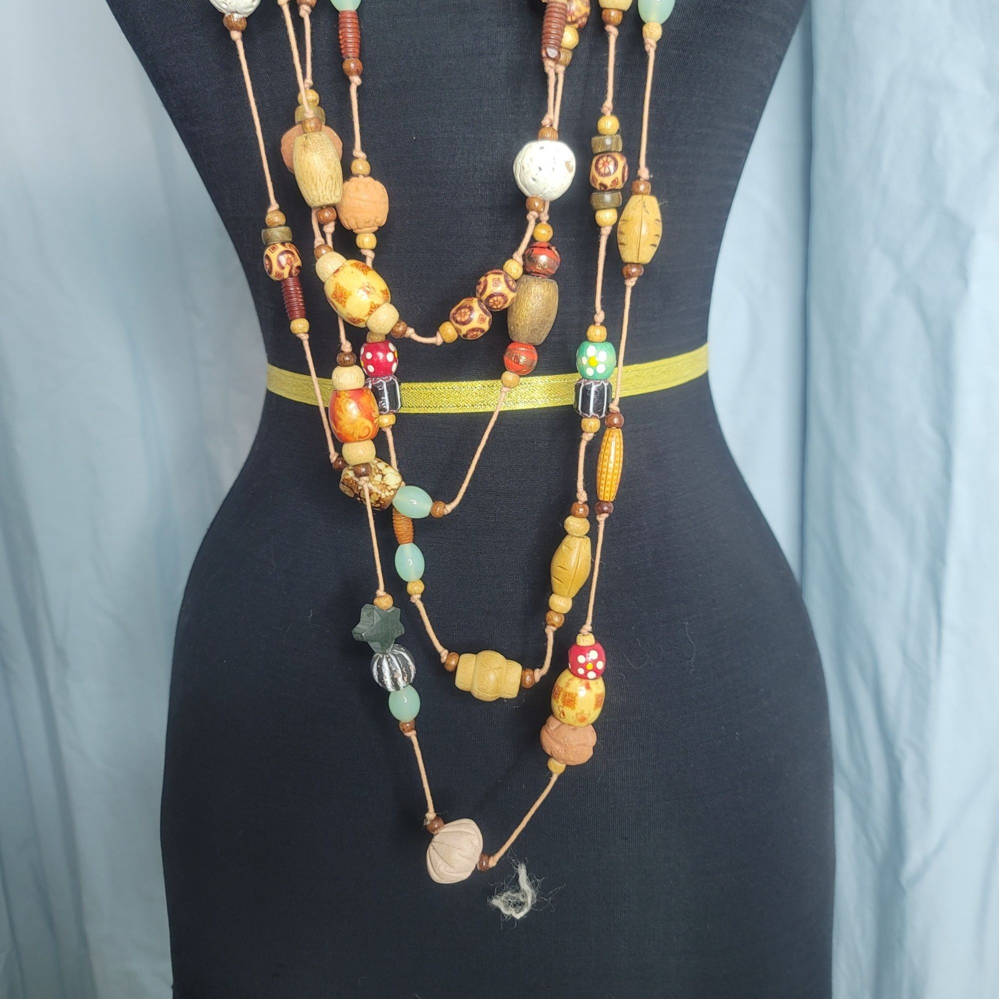 Chicos Chico's Vintage Beaded Necklace Wood Glass Beads Bohemian St Size ONE SIZE - 4 Thumbnail