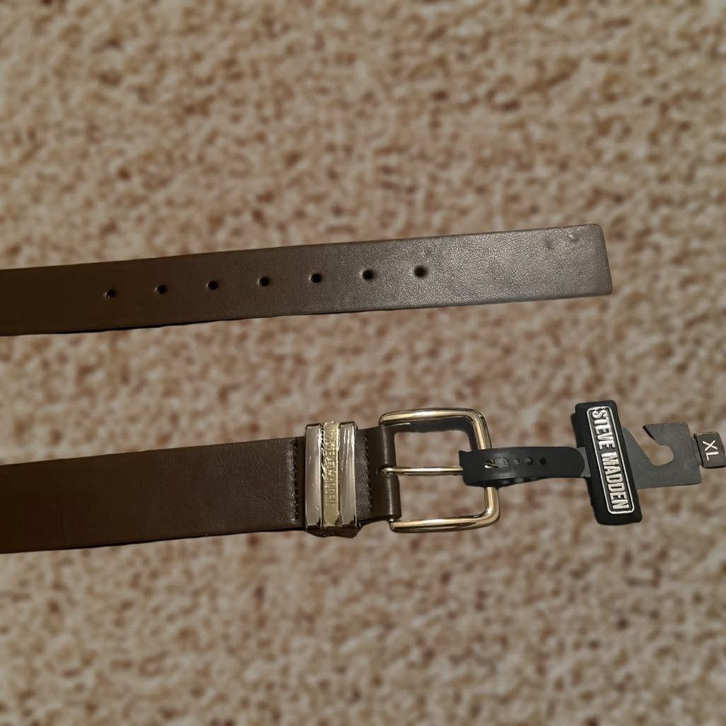 Steve Madden Steve Madden Men's Dress Belt Chocolate Brown Faux Leather XLarge Size ONE SIZE - 1 Thumbnail