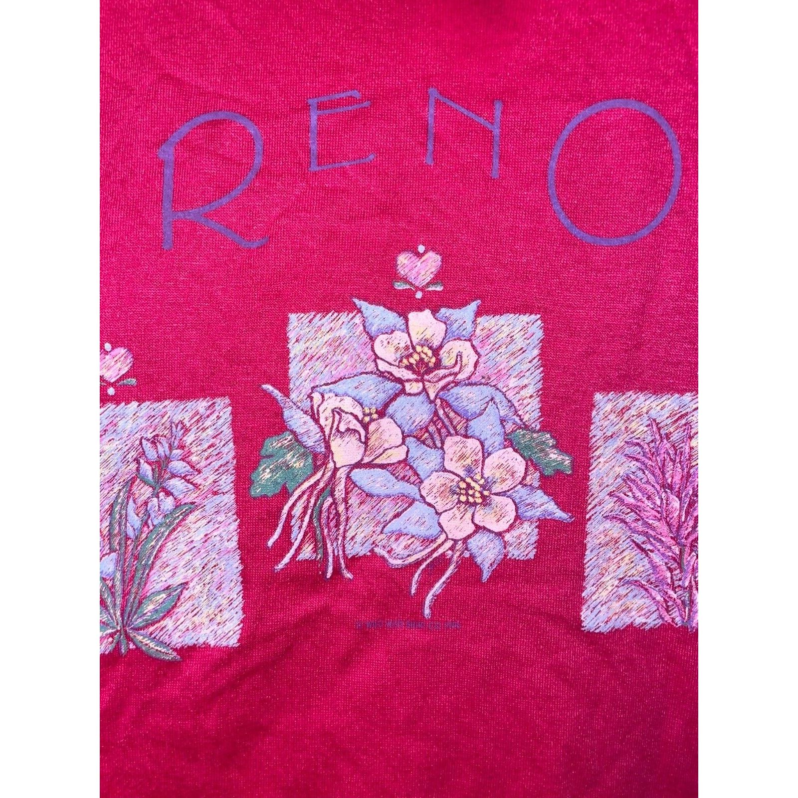 Jerzees Vintage Reno Shirt Tee Flower Graphic Pink Shirt VTG 1990s X Size US XL / EU 56 / 4 - 4 Thumbnail
