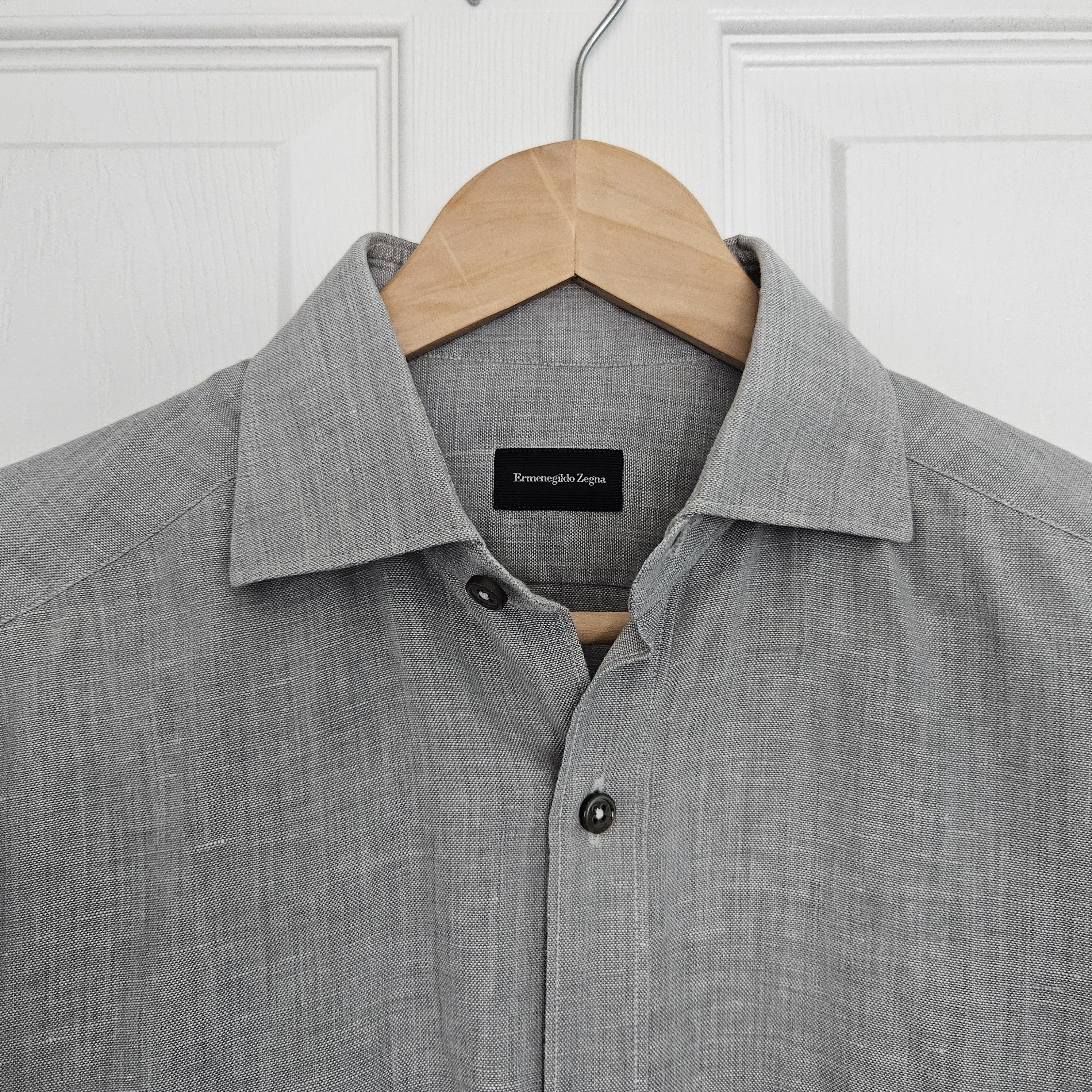 Ermenegildo Zegna Ermenegildo Zegna Grey Linen Blend Shirt – Size S Size US S / EU 44-46 / 1 - 1 Thumbnail