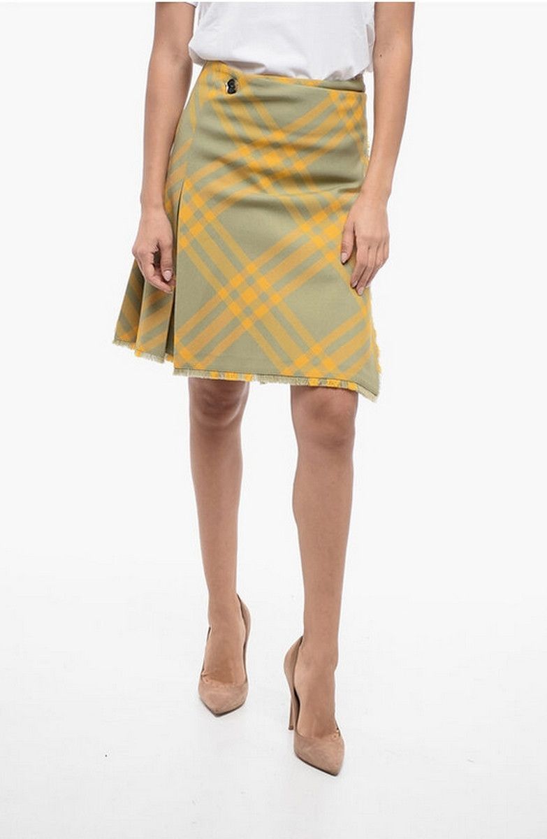 Burberry BURBERRY yellow beige check midi hunter skirt Daniel Lee Size 27" / US 4 / IT 40 - 3 Thumbnail