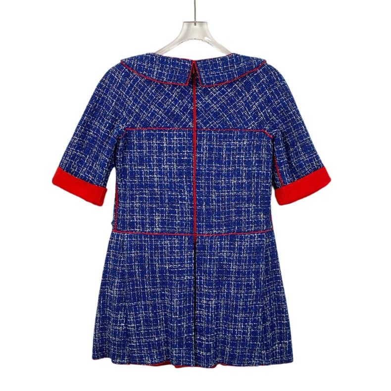 Chanel ChanelBlue doll collar cotton short-sleeved braided dress 2 Size XXS / US 00 / IT 34 - 2 Thumbnail