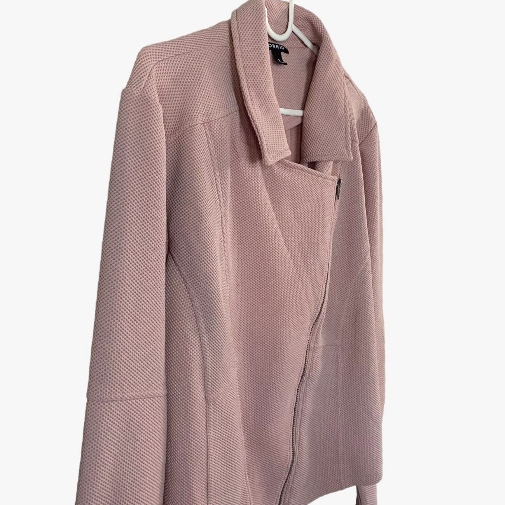 Torrid Torrid Moto Jacket Women's 3X Pink Full-Zip Long Sleeve Waffle Knit Asymmetrical Size XXL / US 16-18 / IT 52-54 - 4 Thumbnail
