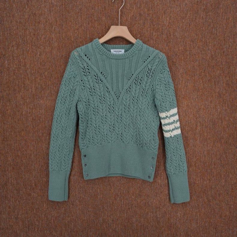 Thom Browne THOM BROWNE FW22 Green Wool Striped Sweater - dmc Size US M / EU 48-50 / 2 - 1 Thumbnail