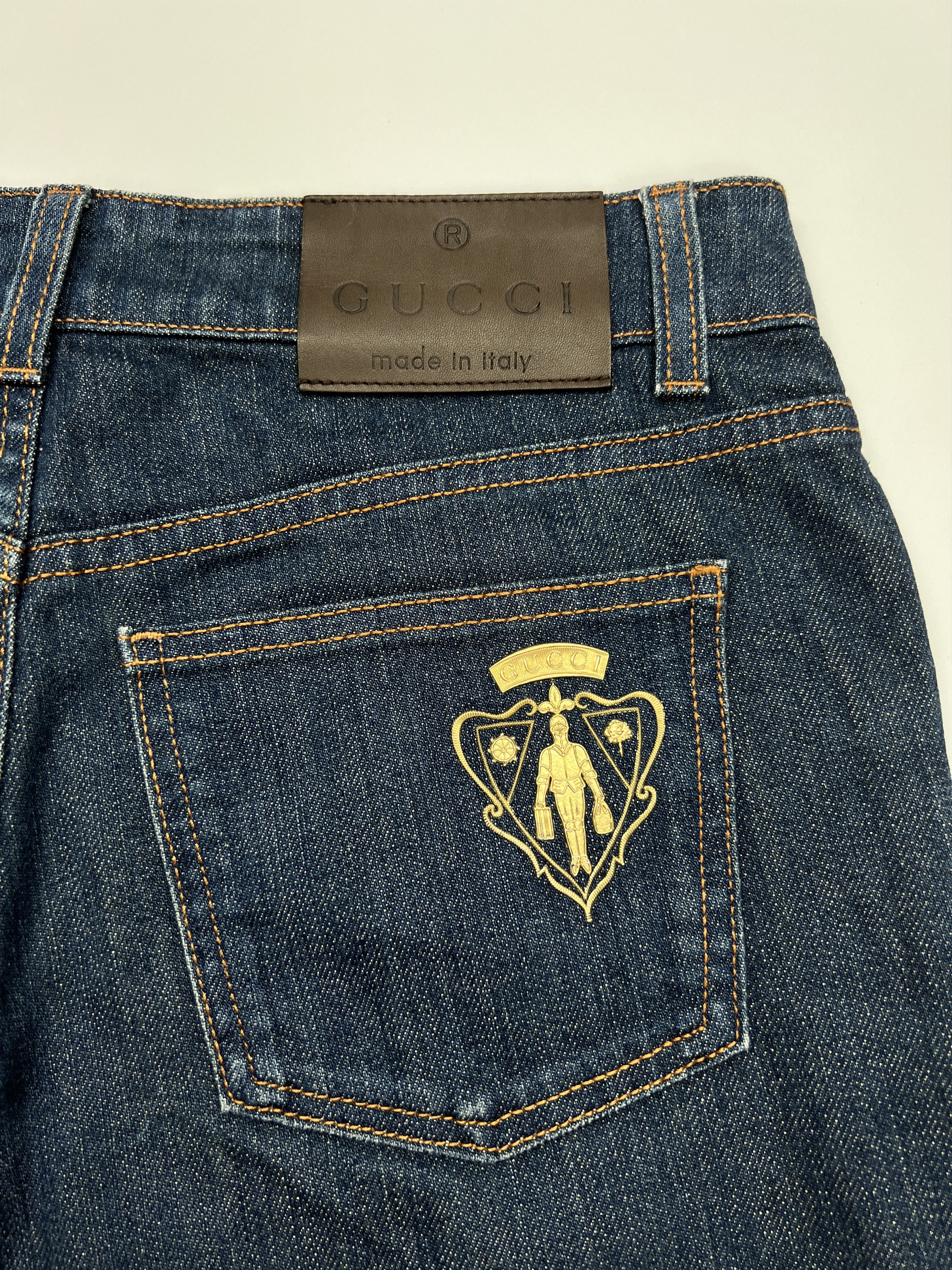 Gucci × Vintage 2009 Gucci Blue Embroidered Flared Bootcut Denim Pants Size 27" / US 4 / IT 40 - 5 Thumbnail