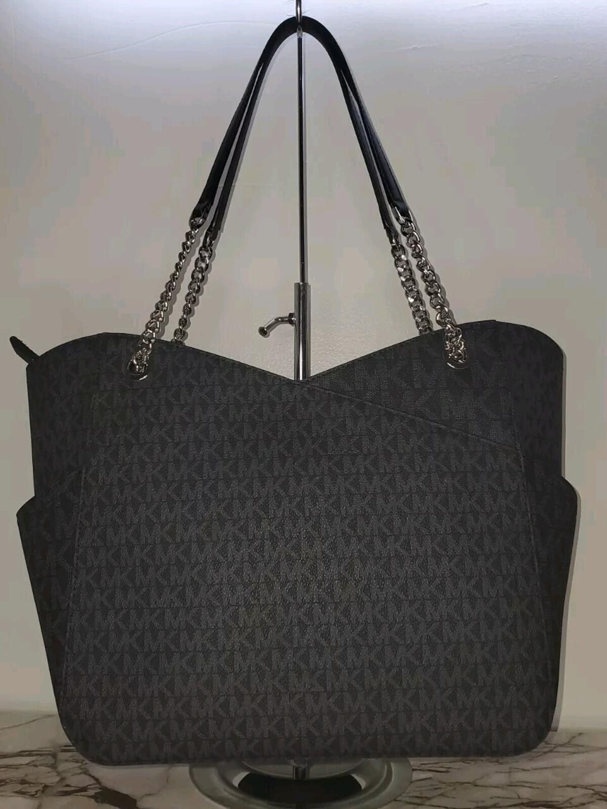 Michael Kors Michael Kors Jet Set Travel Large Chain Tote Black Monogram Size ONE SIZE - 4 Thumbnail