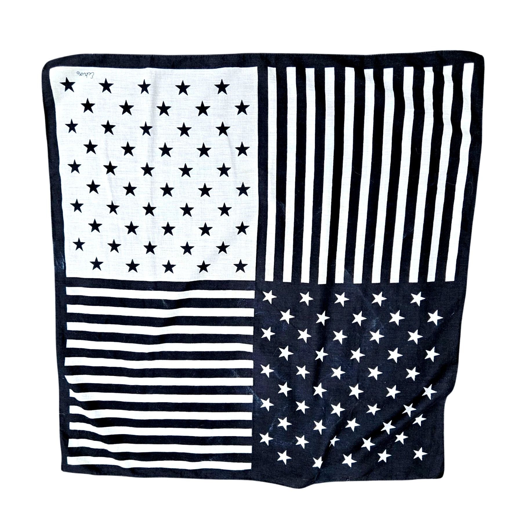Vintage Vintage Echo Black White Stars Stripes Cotton Scarf 25x26 Am Size ONE SIZE - 5 Thumbnail