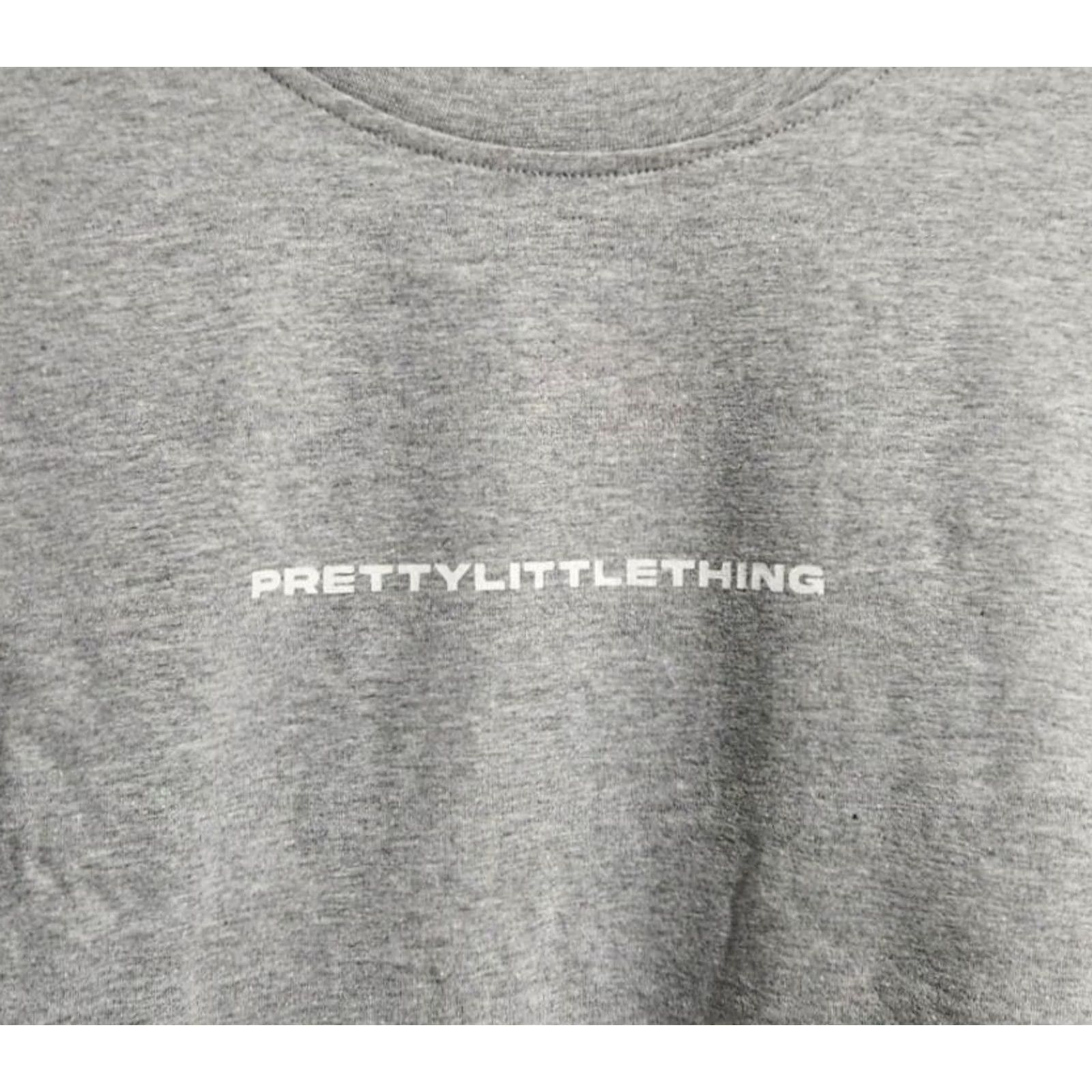 PrettyLittleThing PrettyLittleThing Womens T-Shirt Gray Short Sleeve Crew Neck Oversized Size 2 Top Size XS / US 0-2 / IT 36-38 - 3 Thumbnail