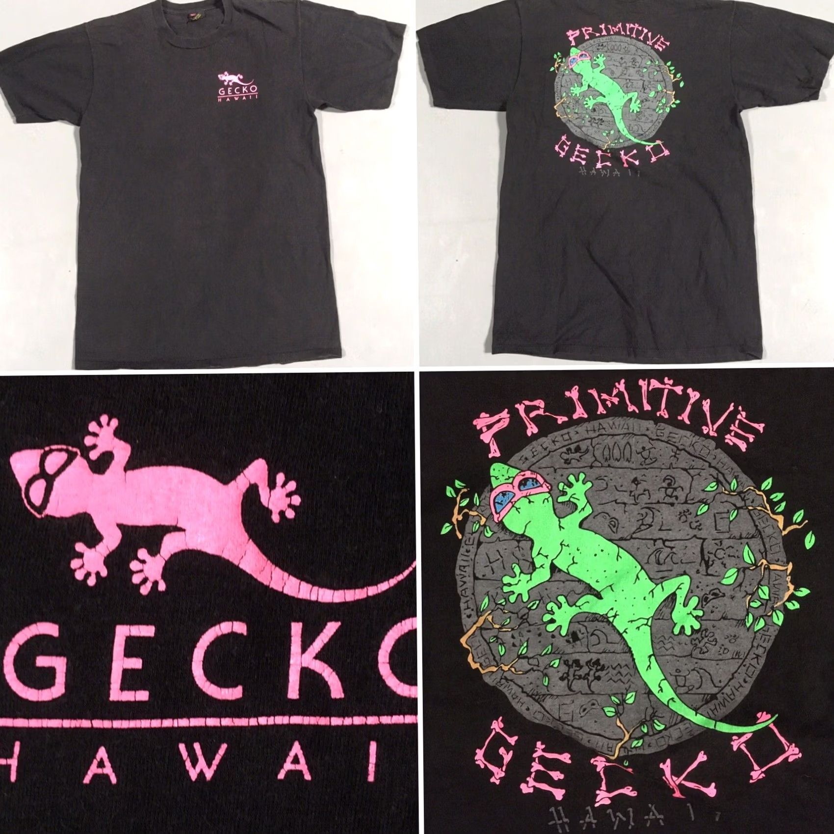 Vintage VINTAGE Gecko Hawaii Neon Graphics T-Shirt Made In USA 80s 90s Size L Mens Black 100% Cotton Graphic Tee Short Sleeve Vintage Look Size US L / EU 52-54 / 3 - 7 Thumbnail
