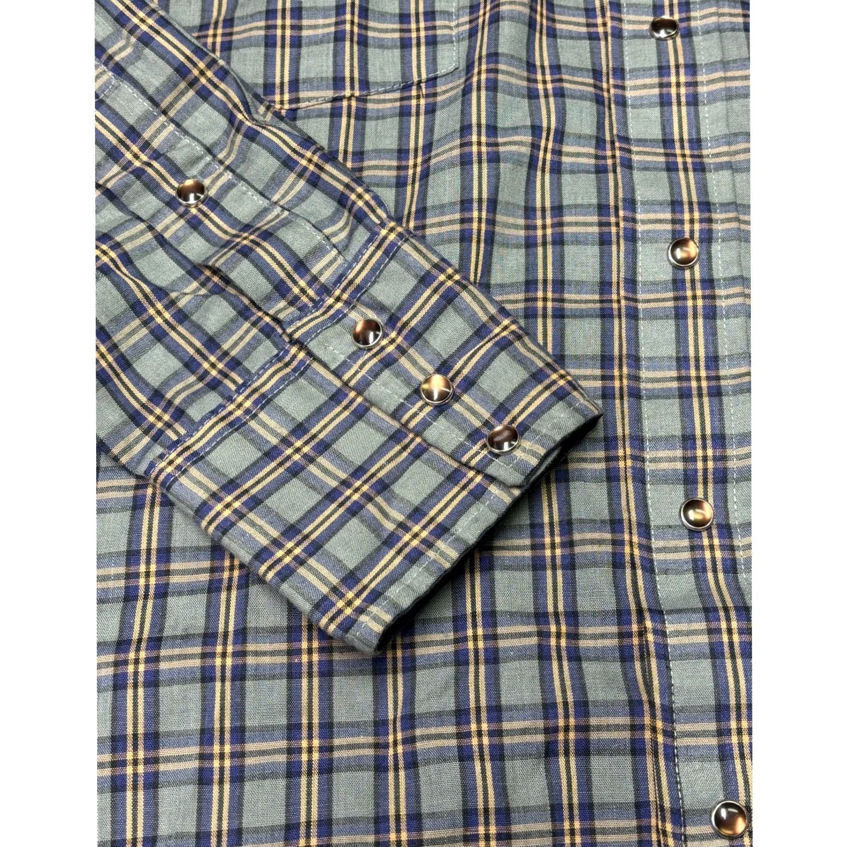 Vintage Kenny Rogers Western Collection by Karman Plaid Snap Front Mens 15.5 34 Made USA Shirt Long Sleeve Blue Plaid Cowboy Shirt Mens Size US M / EU 48-50 / 2 - 3 Thumbnail