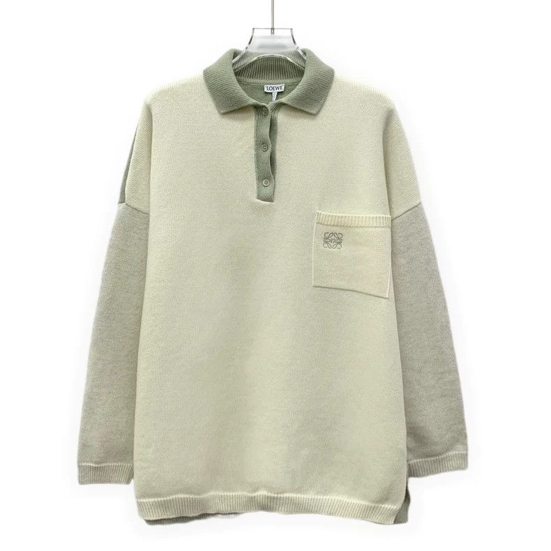 Loewe LOEWE Embroidered wool collar long sleeve Polo knit sweate Size XS / US 0-2 / IT 36-38 - 1 Thumbnail