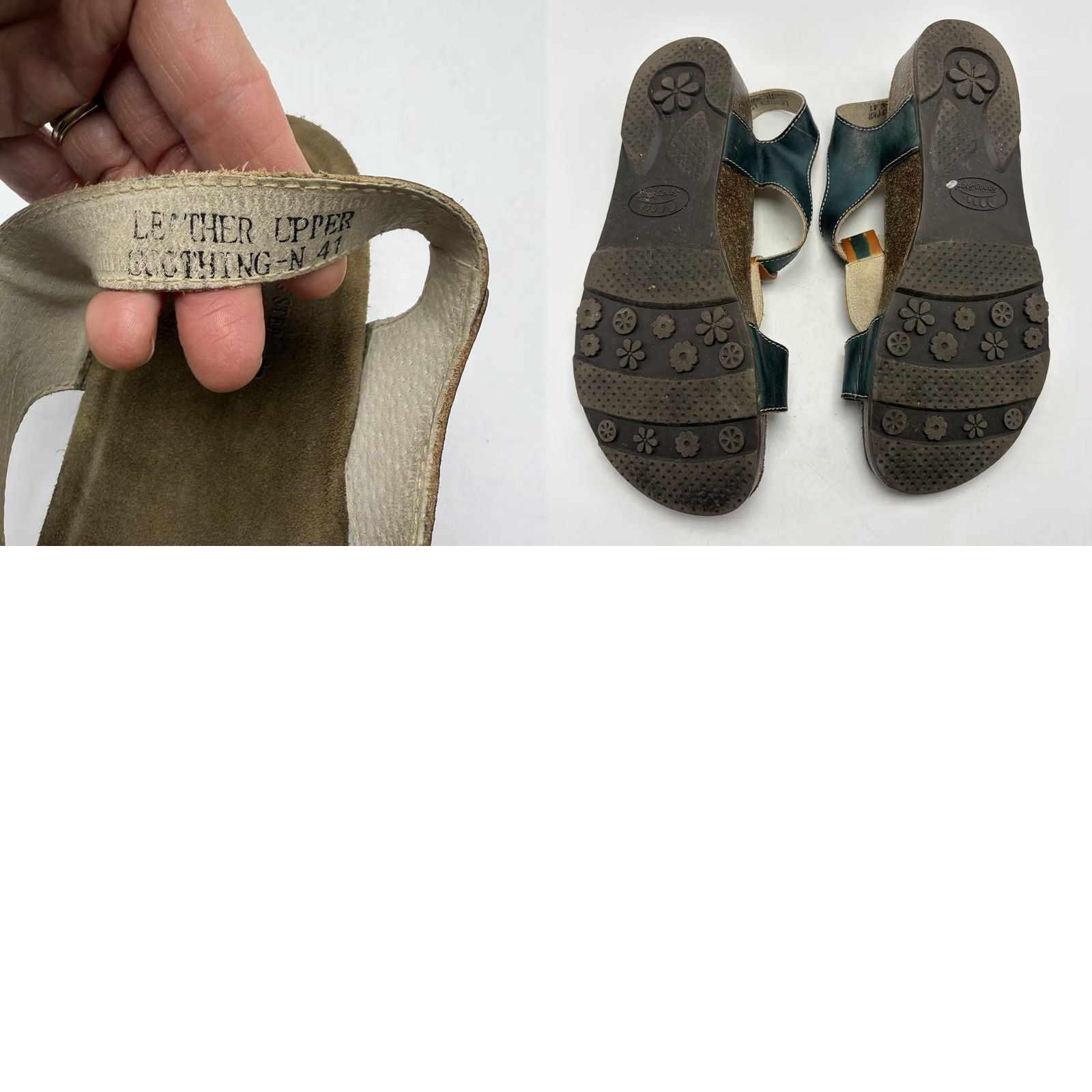 Vintage L'Artiste Sandals Womens Red Spring Step Women Leather Wedge Green Comfort Casual Size US 8 / IT 38 - 8 Thumbnail