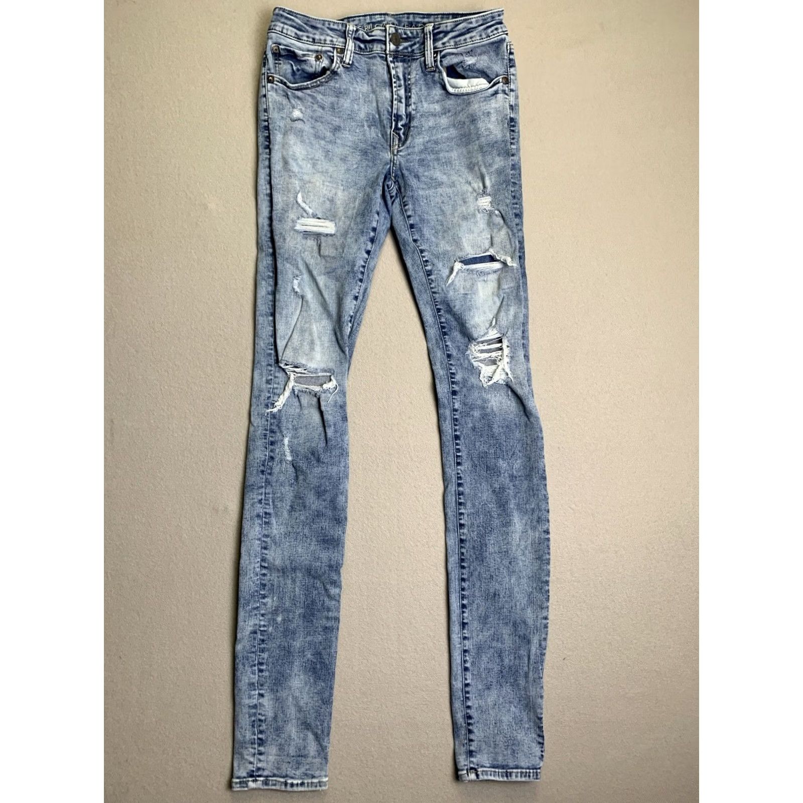 Vintage American Eagle Jeans 31x34 Men’s Slim Skinny Stacked 5-Pocket Blue Denim Size US 31 - 2 Thumbnail