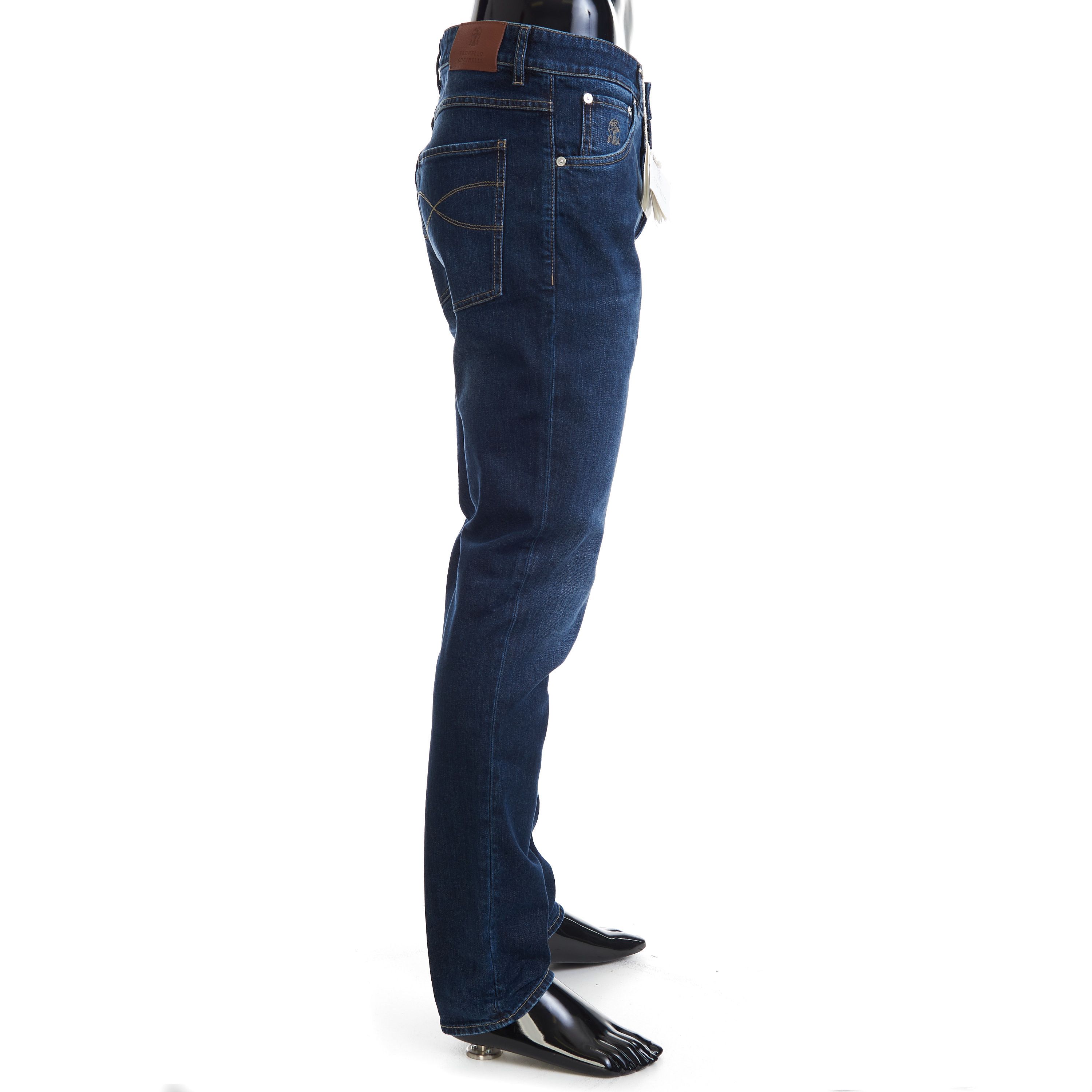 Brunello Cucinelli Slim Fit Five Pocket Jeans Trousers In Dark Blue Denim Size US 40 / EU 56 - 7 Thumbnail