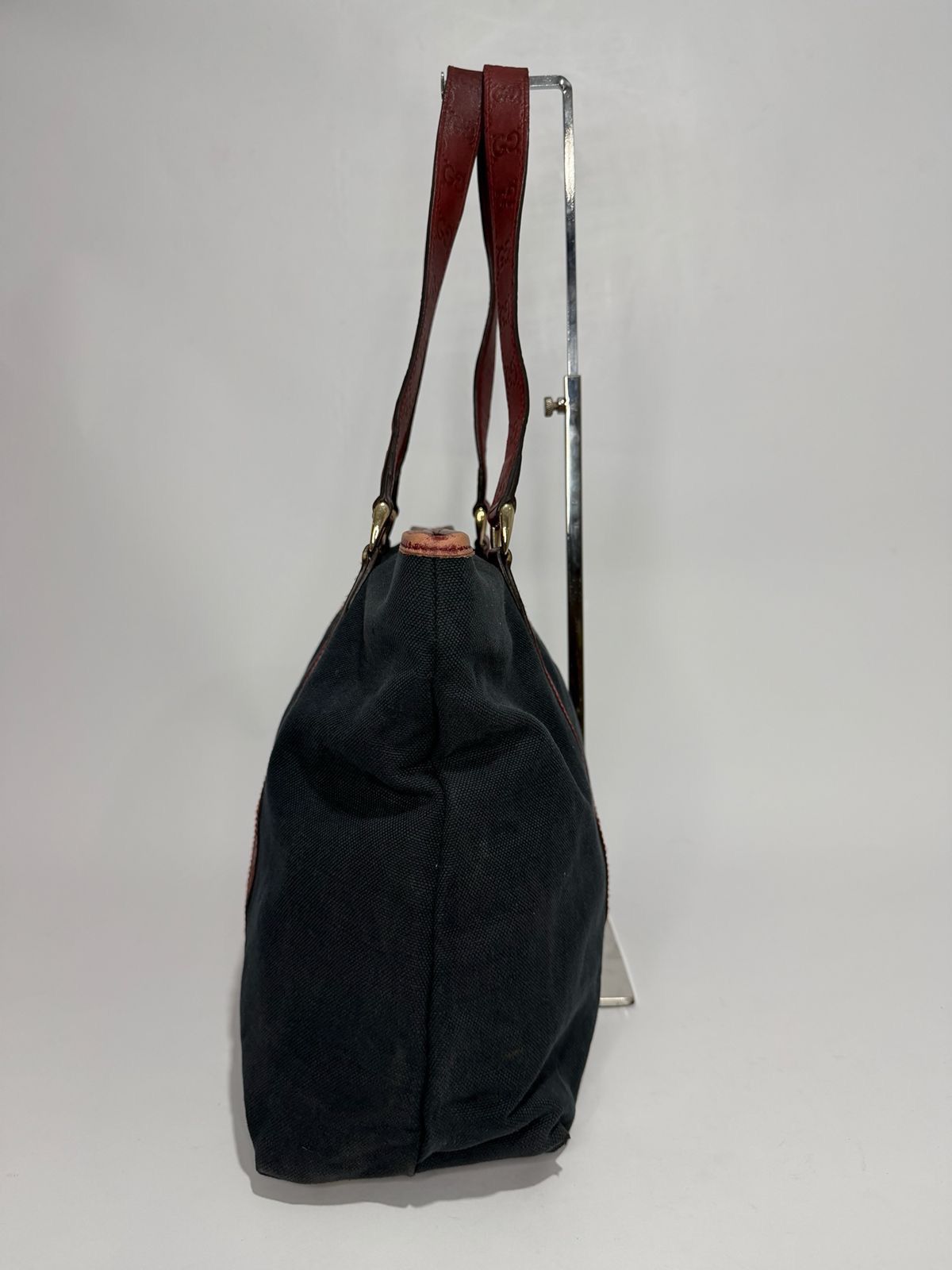 Gucci Vintage Gucci Canvas Tote Bag with Red GG Leather Straps Size ONE SIZE - 6 Thumbnail