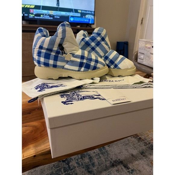 Burberry Burberry AMF Pillow Boot Blue Check Ankle Booties NWT Size US 10 / EU 43 - 3 Thumbnail
