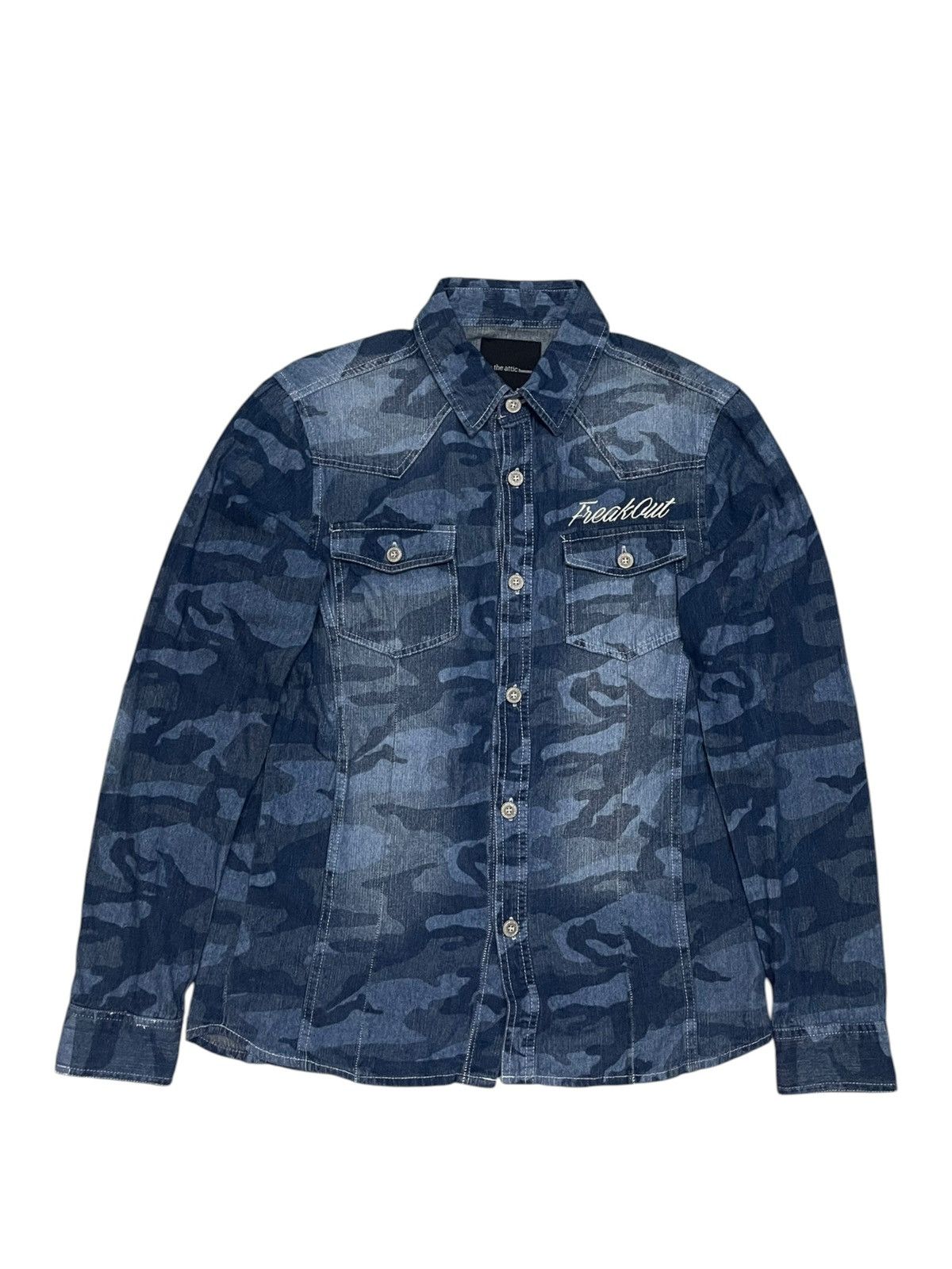 If Six Was Nine In The Attic Homme “Freak Out” Camo Western Denim Shirt Size US M / EU 48-50 / 2 - 1 Thumbnail