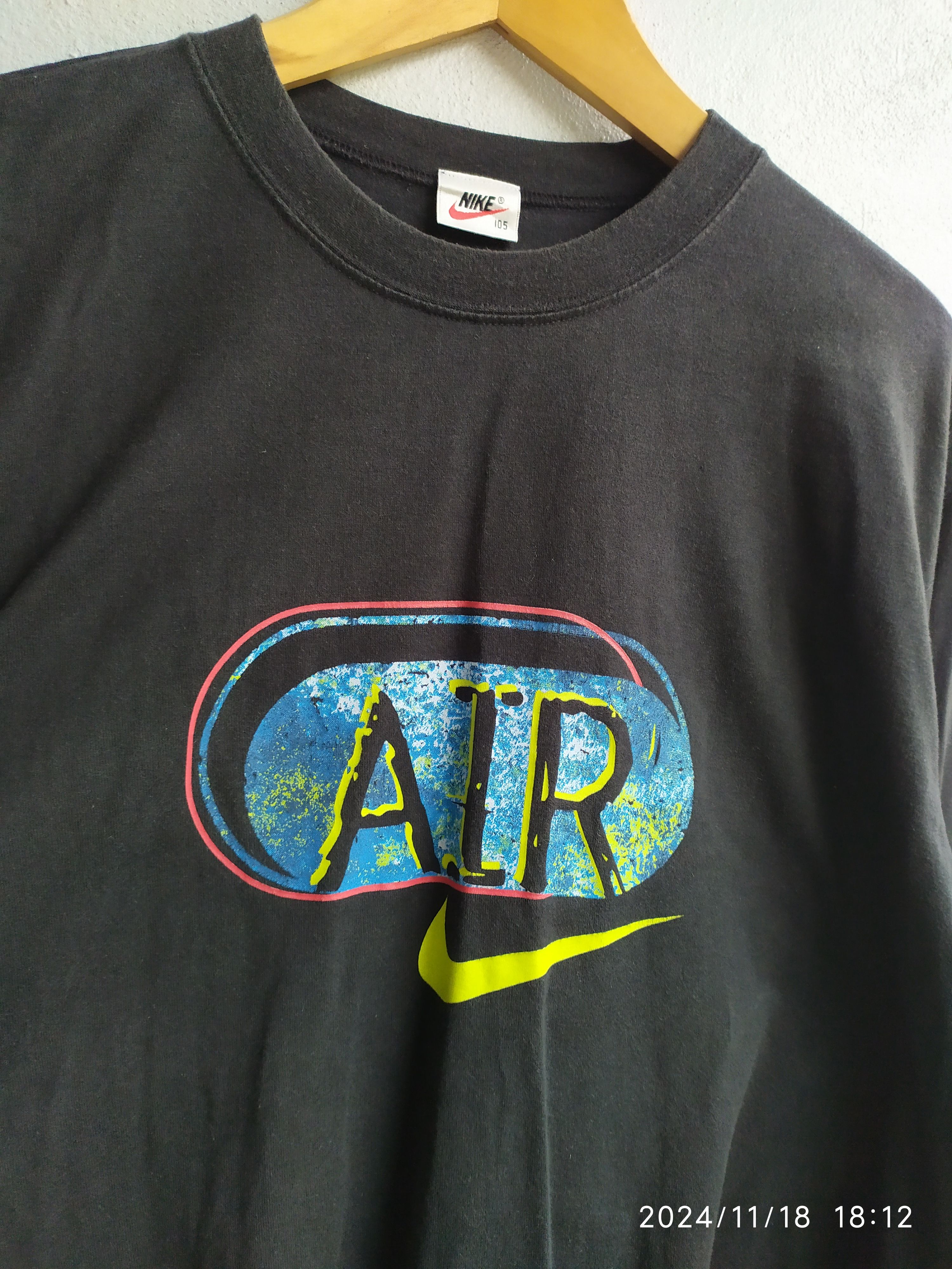 Nike × Vintage Vintage 90’s NIKE AIR LONG SLEEVE COLOUR BLACK Size US XL / EU 56 / 4 - 2 Thumbnail
