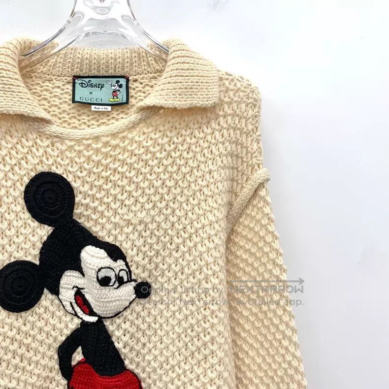 Gucci Gucci Beige Mickey Mouse Embroidered Wool Lapel Long Sleev Size L / US 10 / IT 46 - 3 Thumbnail